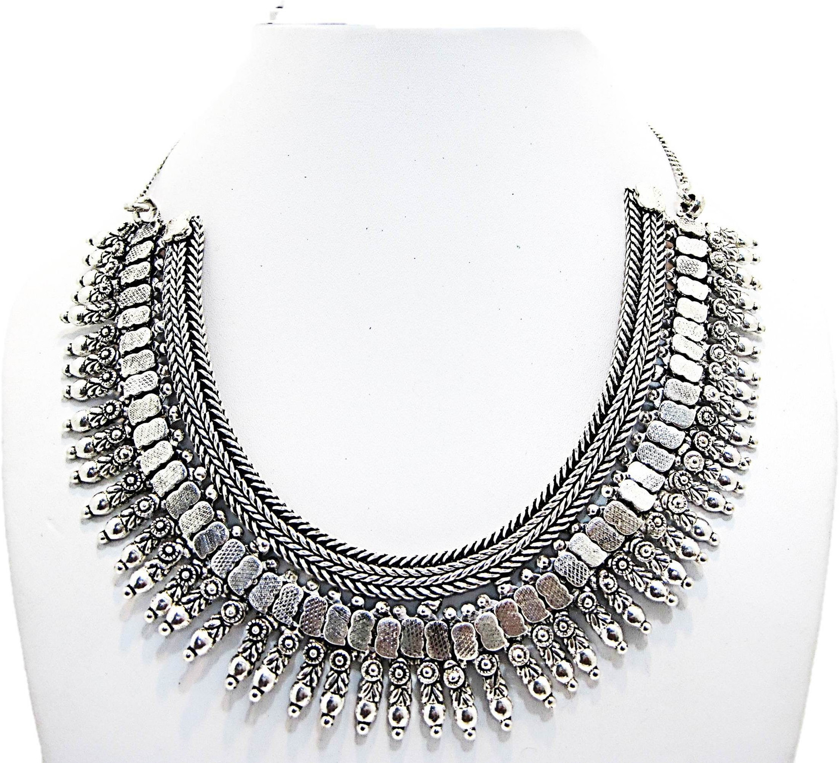 BARBIE DOLL JEWELRY ACCESSORIES SILVER GRAY SPIKED NECKLACE THICK