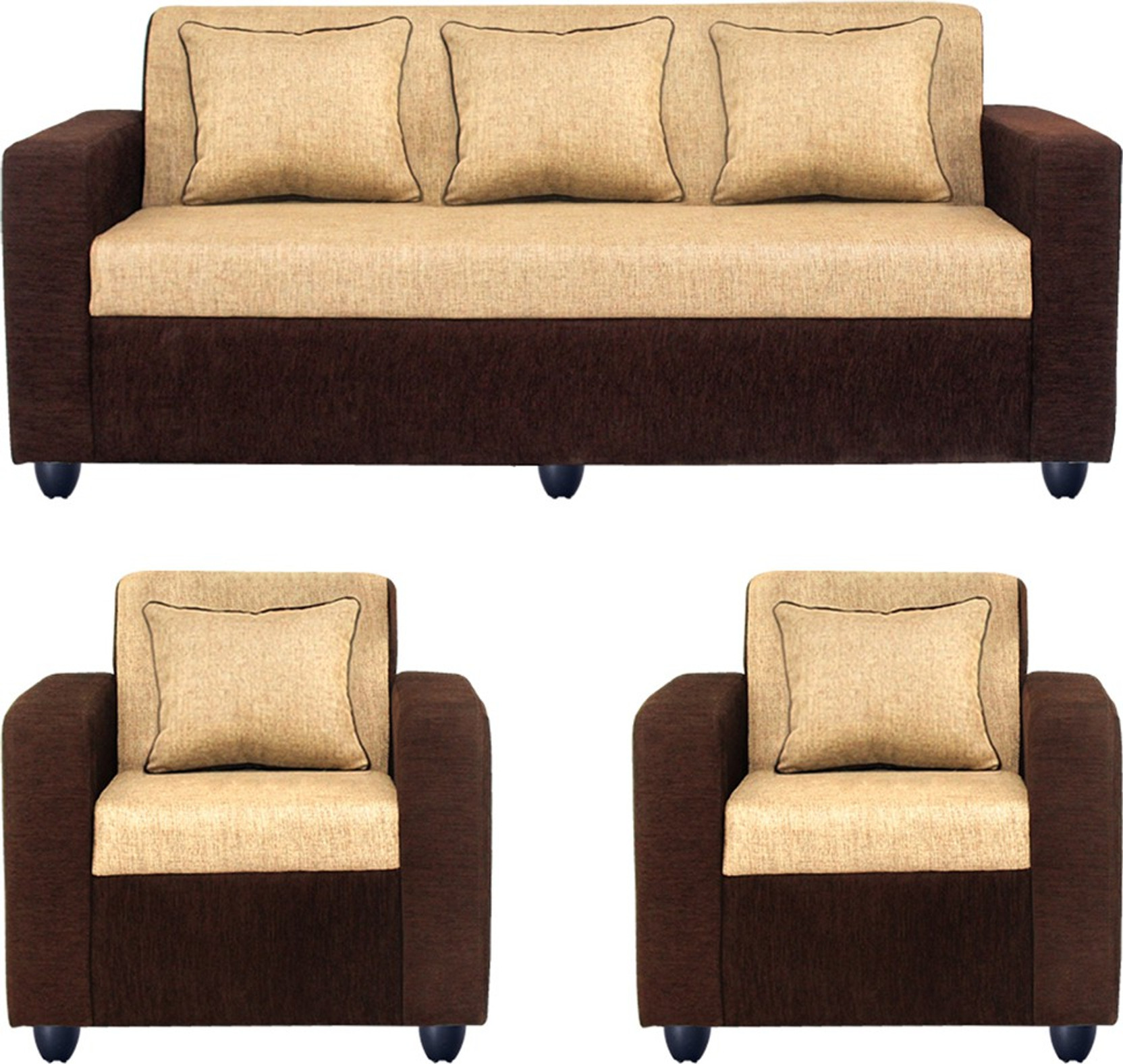 Bharat Lifestyle Fabric 3 + 1 + 1 Cream Sofa Set Price in India Buy