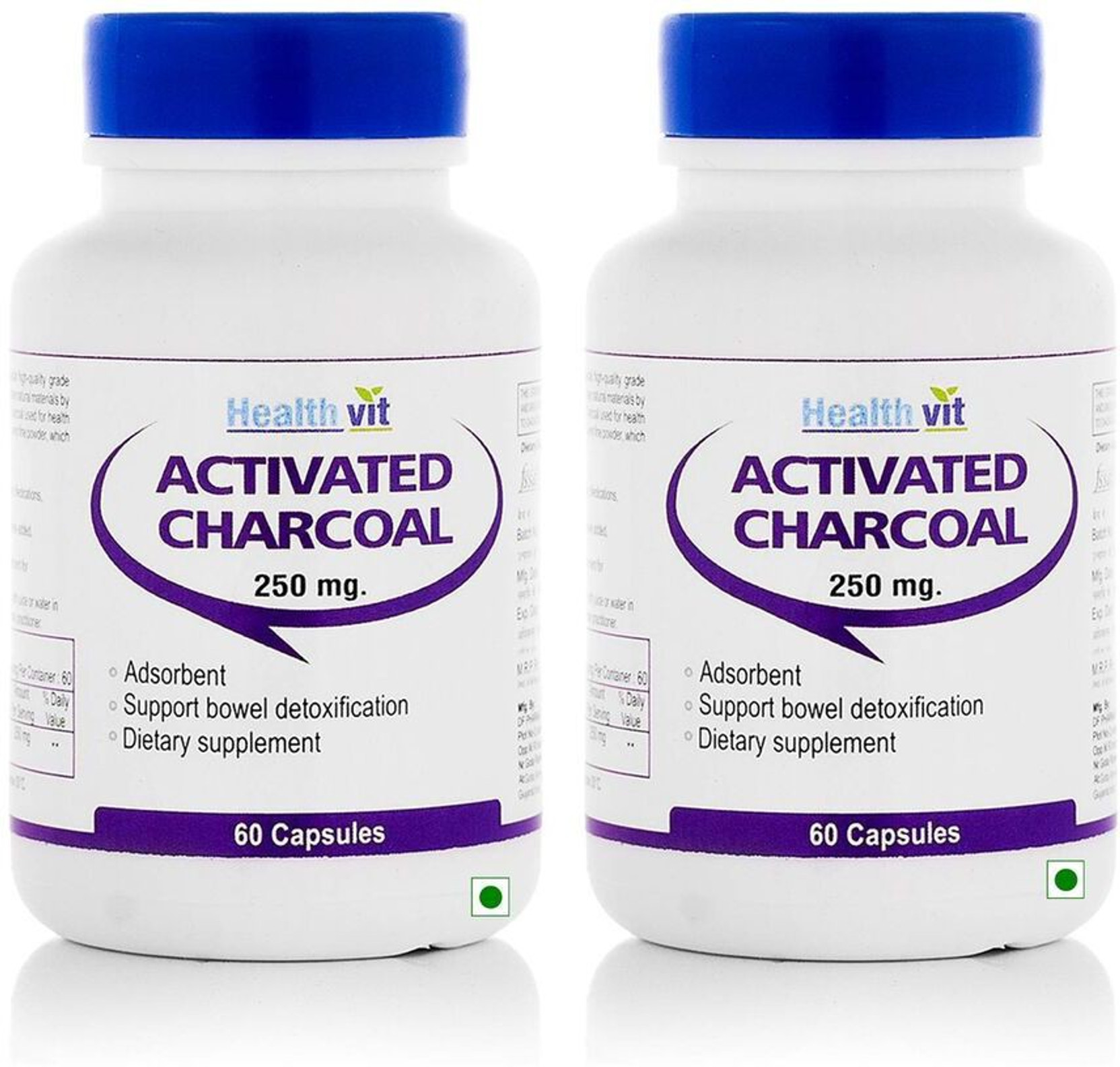 HealthVit Activated Charcoal pack of 2 250 mg 60 capsule Price in India