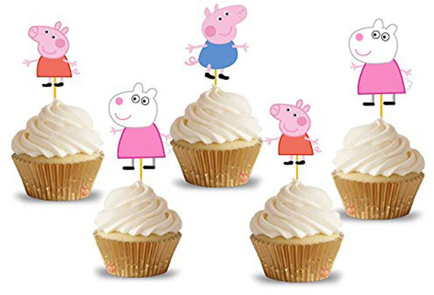 Party Propz Multicolor Cup Cake Topper 14pcs Peppa Pig Birthday