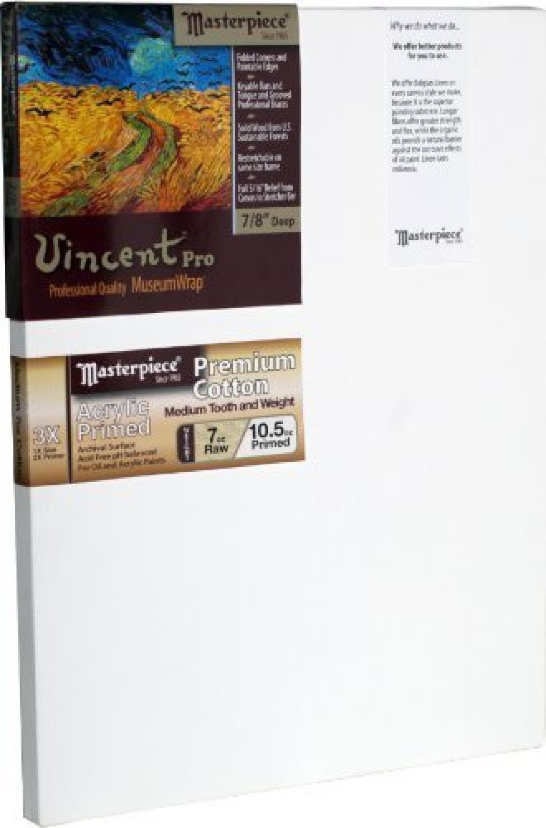 Masterpiece Monet Pro 12-Inch by 18-Inch Canvas with Primed 7-Ounce Monterey Cotton
