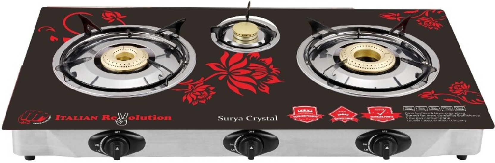 SURYA CRYSTAL Steel, Glass Automatic Gas Stove Price in India Buy