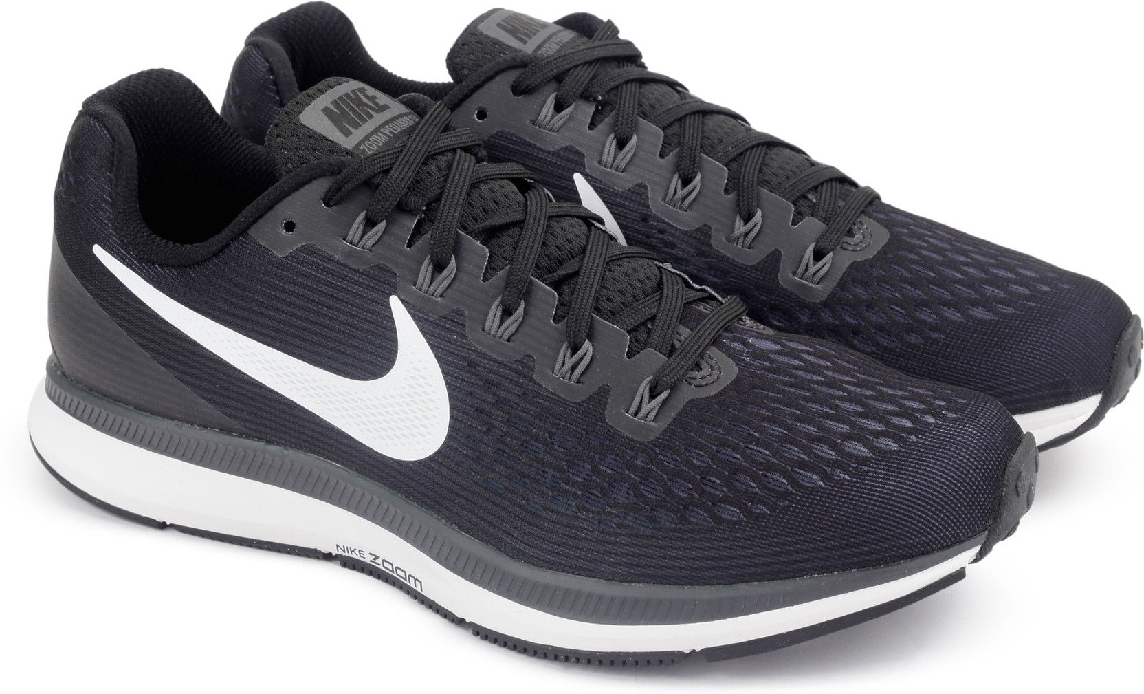 Nike AIR ZOOM PEGASUS 34 Running Shoes - Buy BLACK/WHITE-DARK GREY-ANTHRACITE Color Nike AIR