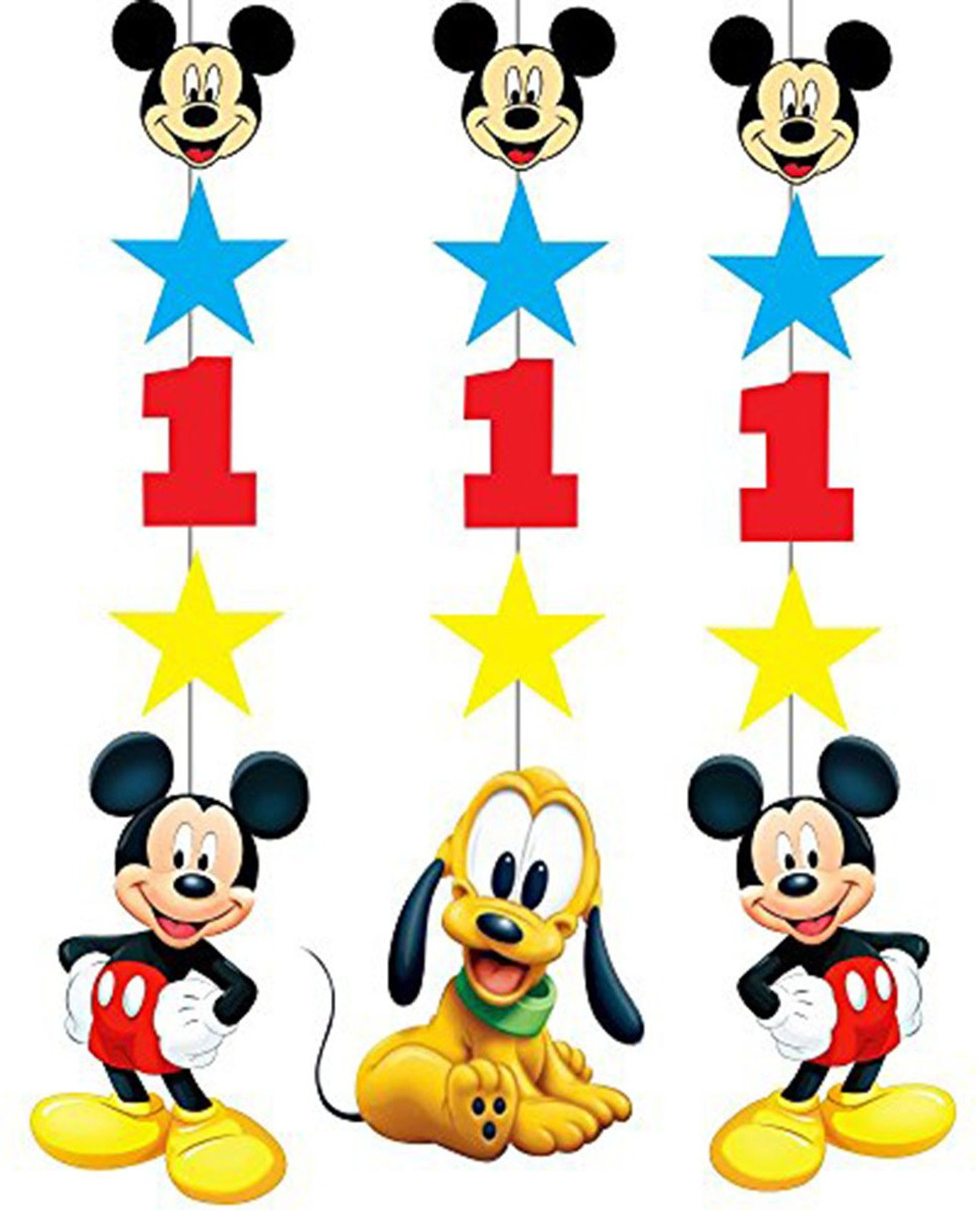 Party Propz Multicolor String Hanging Set Of 3 Mickey Mouse 1st