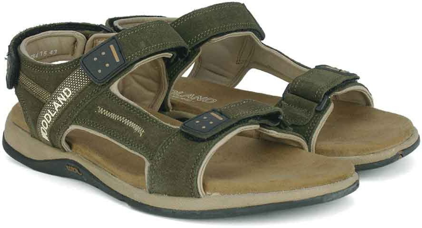 woodland men olive green leather sandals