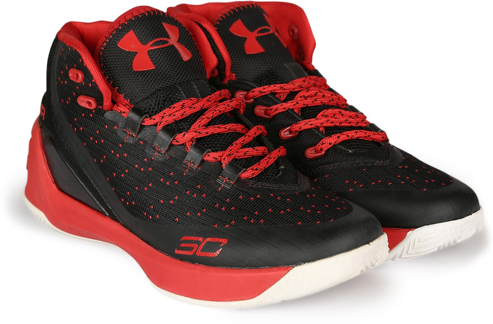 under armour red and black shoes