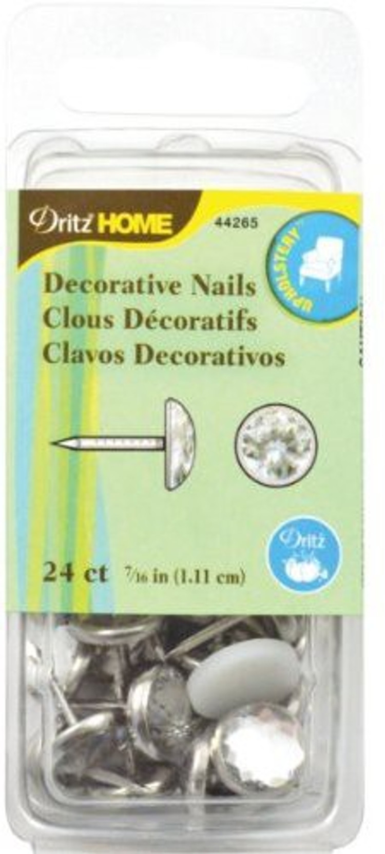 Dritz Home 24 Count Decorative Upholstery Gem Stone Nails Clear