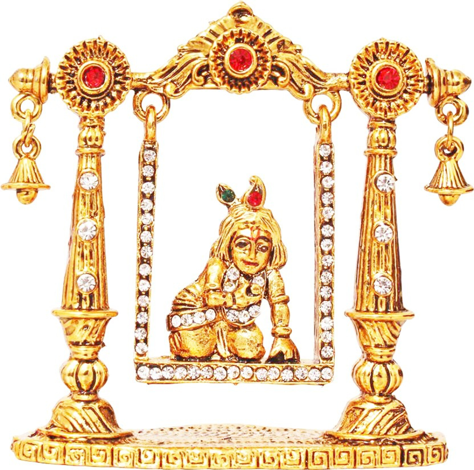 Fabzone Gold Plated With Stone Finish Lord Krishna Statue Hindu