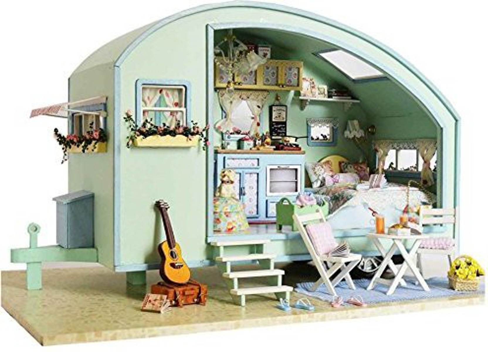 Famulei 3d Flowery Green House Xmas Gift Wood Without Dust Cover