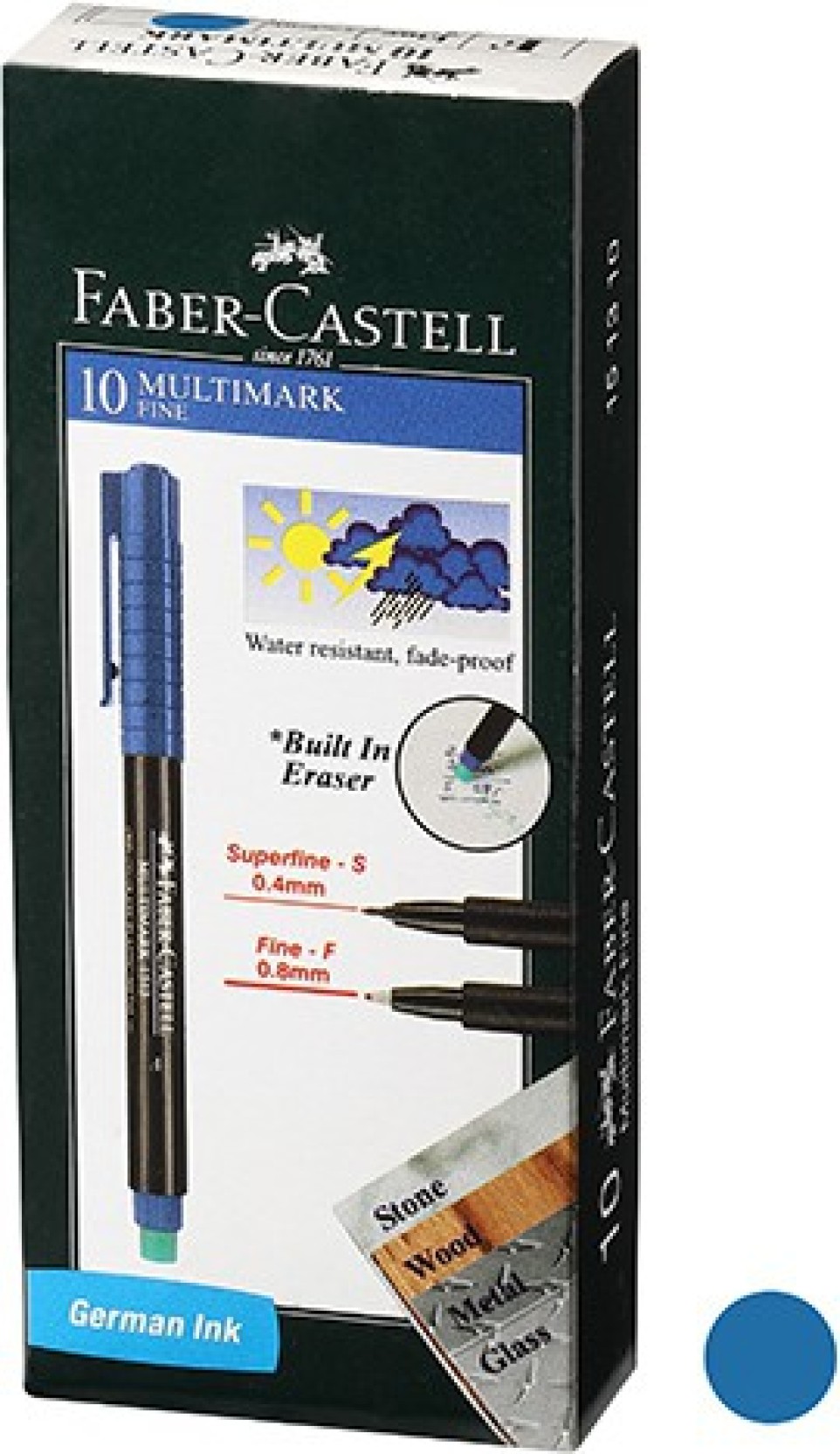 Box of 10 Black Faber-Castell Multimark Permanent Fine Marker