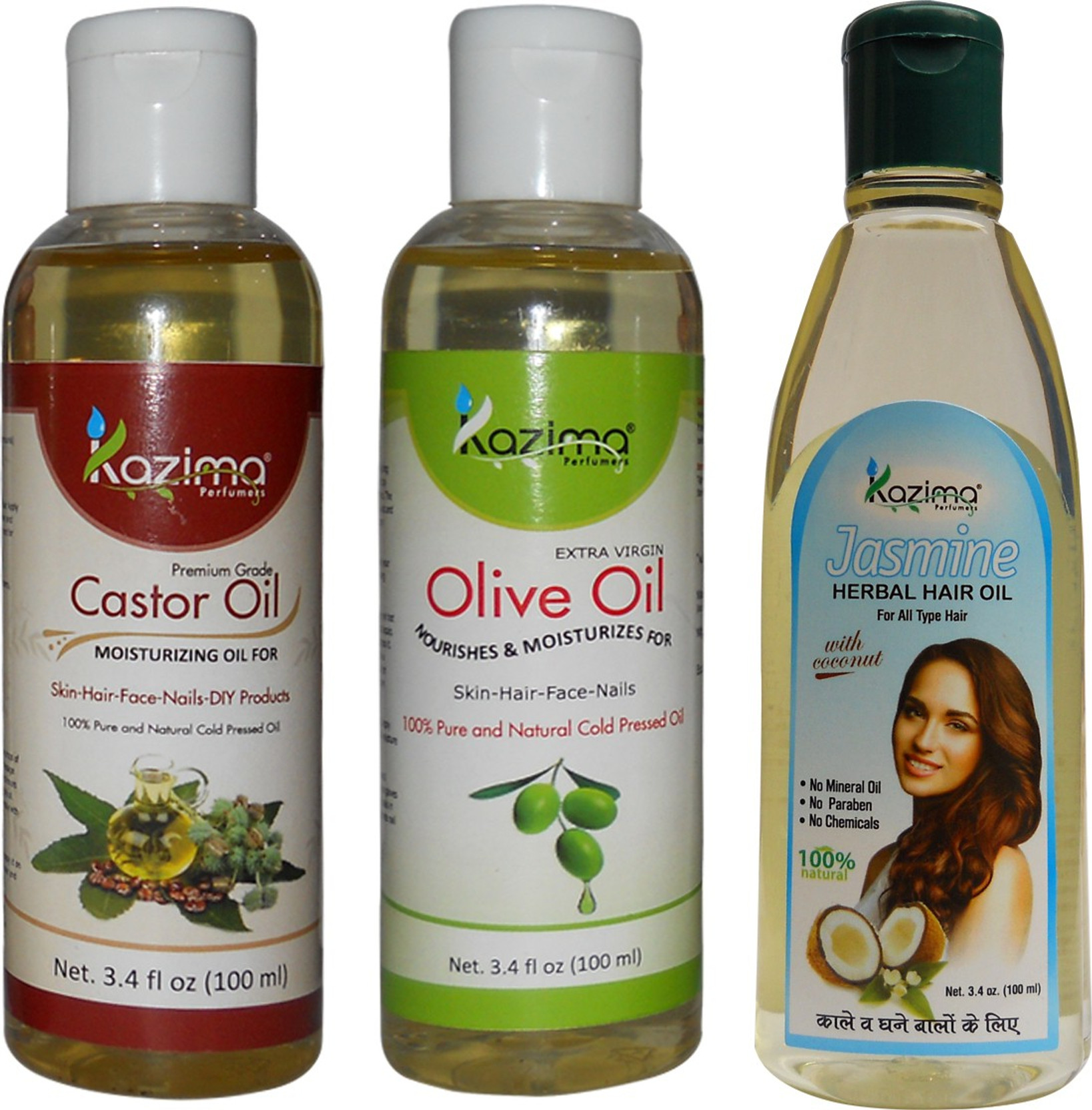 Kazima Combo Of Olive Oil Castor Oil And Jasmine Herbal Hair Oil
