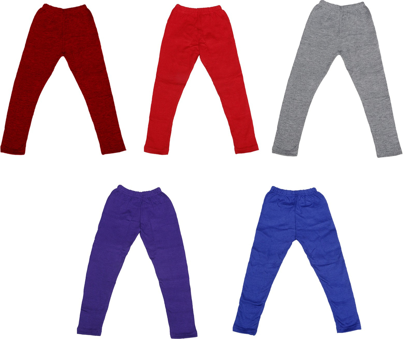 Pack of 4 Indistar Cotton Super Soft Solid Multicolor Leggings for Girls