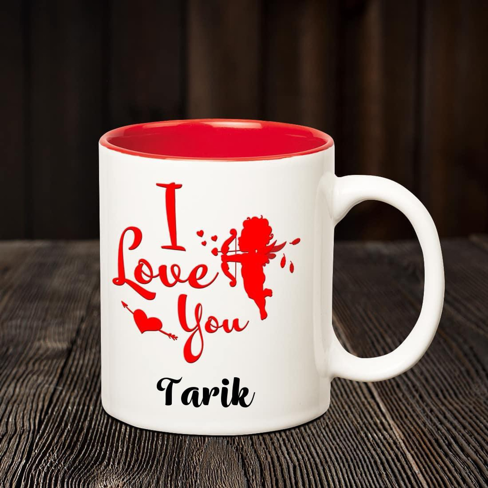 Chanakya I Love You Tarik Romantic Inner Red Coffee Name Mug - 