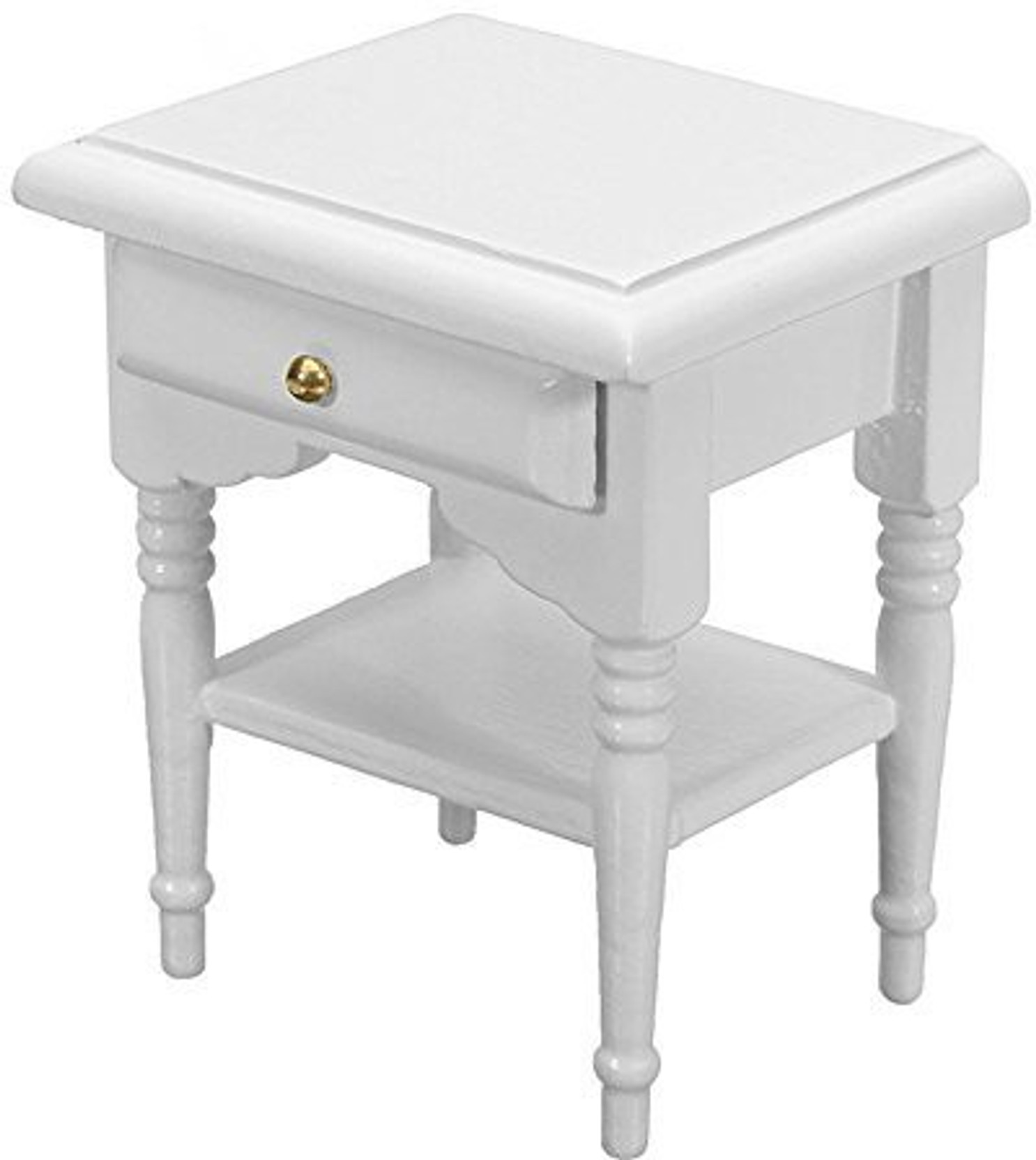 1:12 Dollhouse Miniature Doll Furniture Wooden White Bedside Cabinet Bed Table