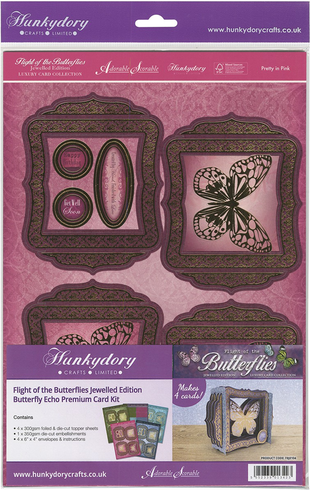 Hunkydory FLIGHT OF THE BUTTERFLIES Premium Die-Cut Card Kits /& Embellishments