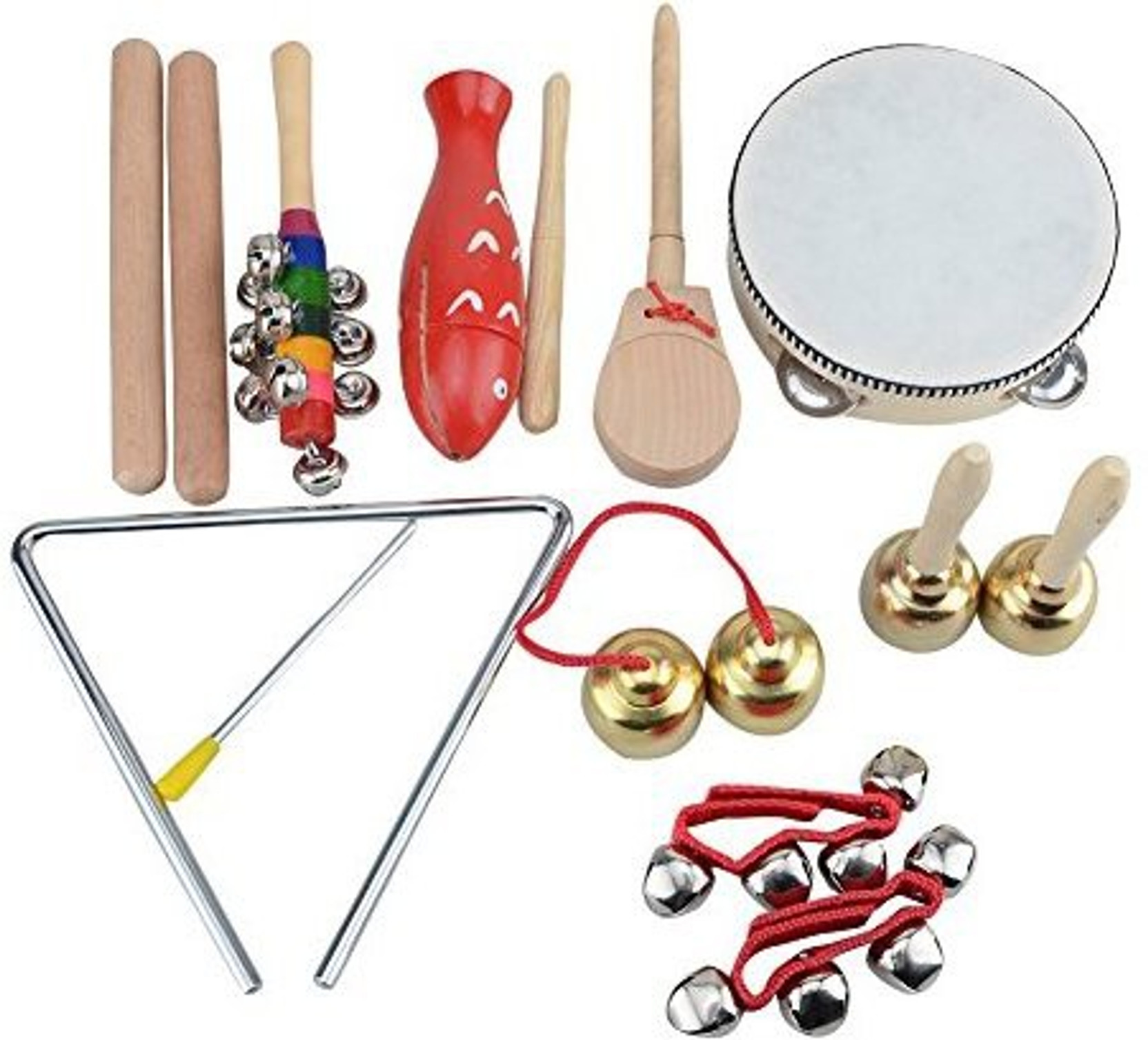 Muziekinstrumenten Maracas, klein slagwerk Rhythm Steel Triangle Beater