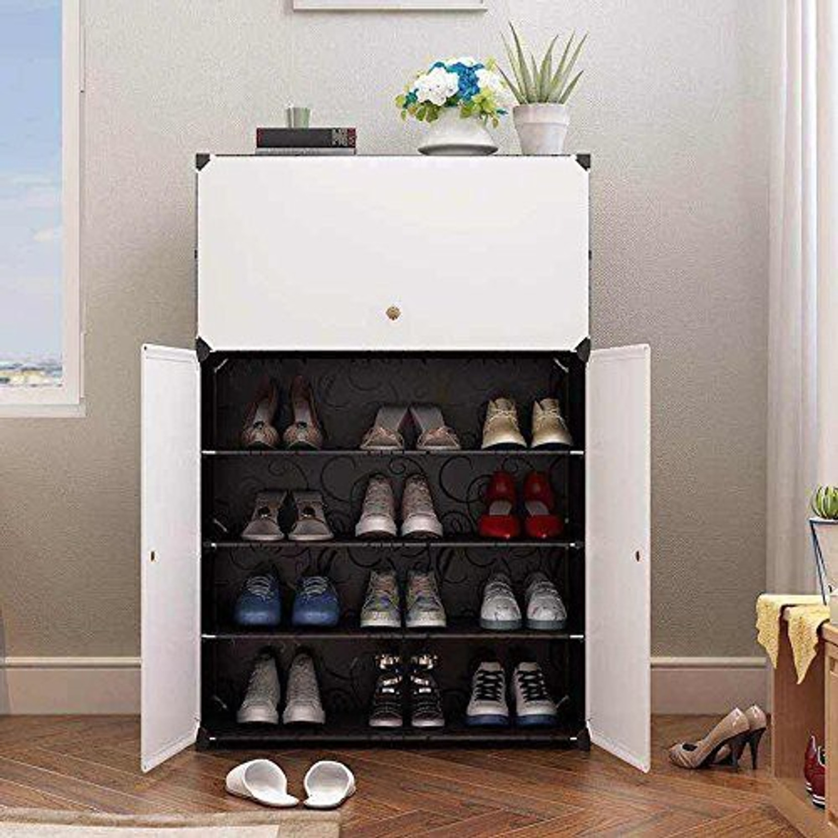 House Of Quirk 3 Door Shoe Cabinet Storage Plastic Collapsible