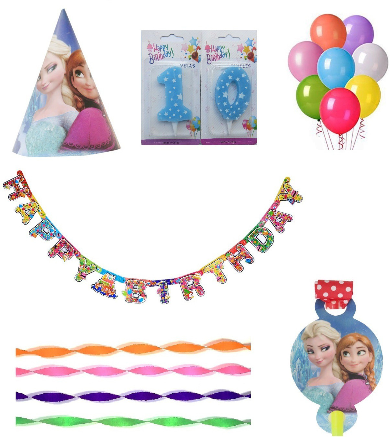 Pepup Frozen Themed Kids 10th Birthday Party Decoration Value Pack