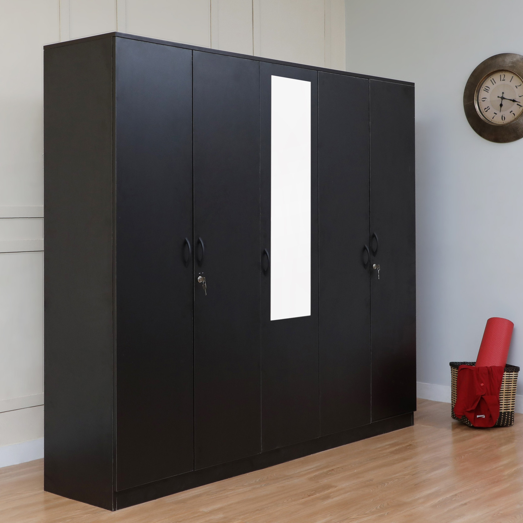Home Full Jerry Engineered Wood 5 Door Wardrobe Price In India