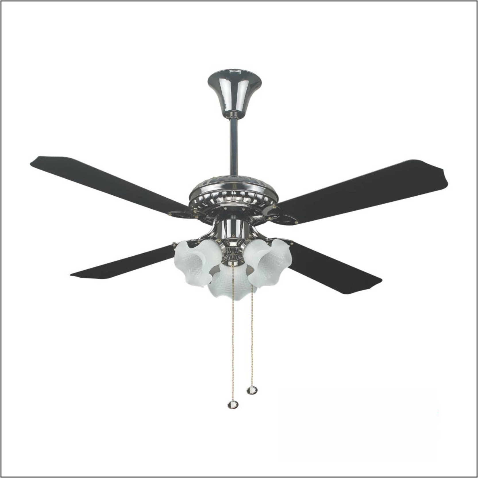 Warmex Designer Ceiling Fan With Down Light Black Gold 4 Blade