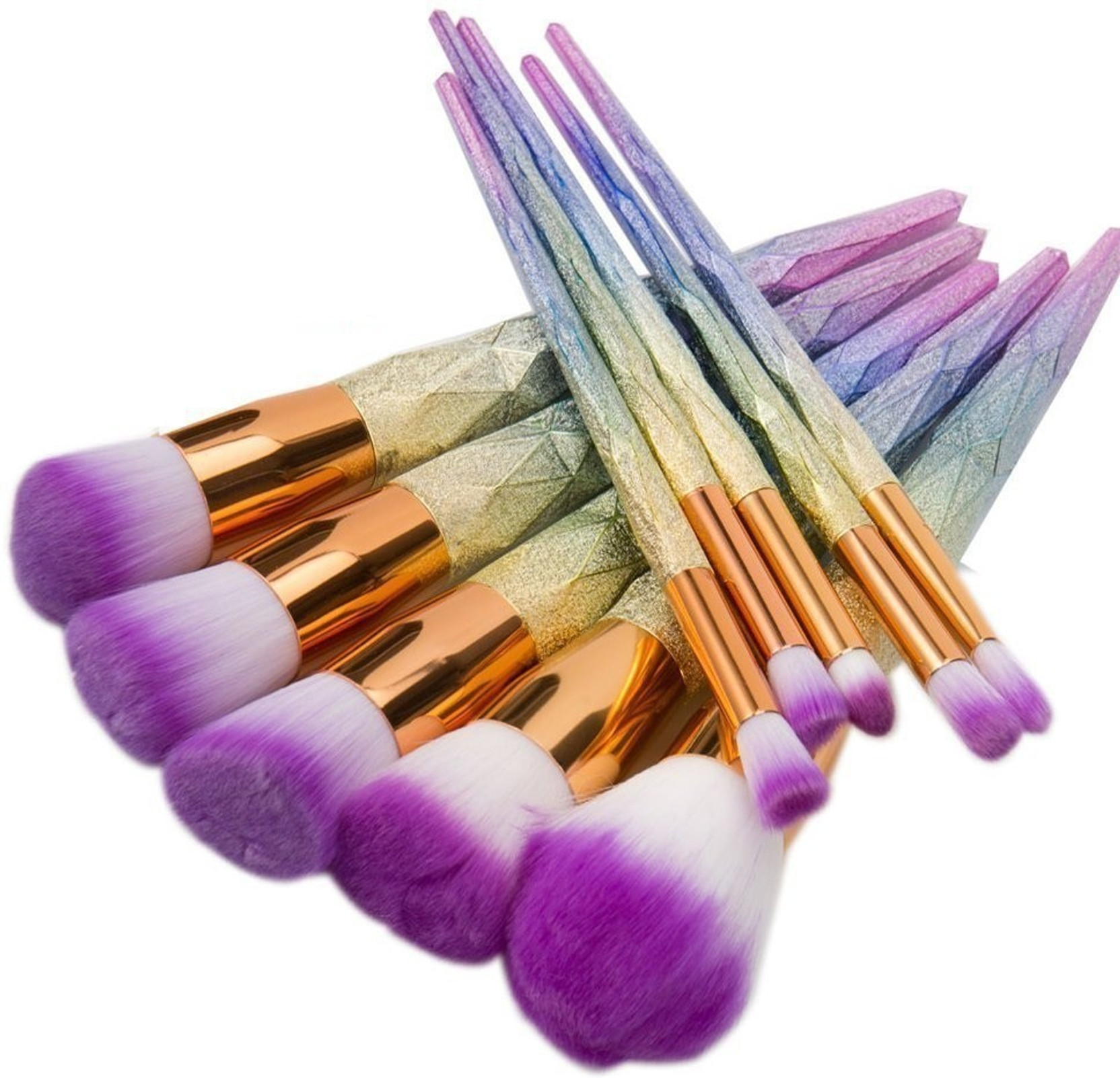 Zureni 10pcs Makeup Brush Set Professional Unicorn Rainbow