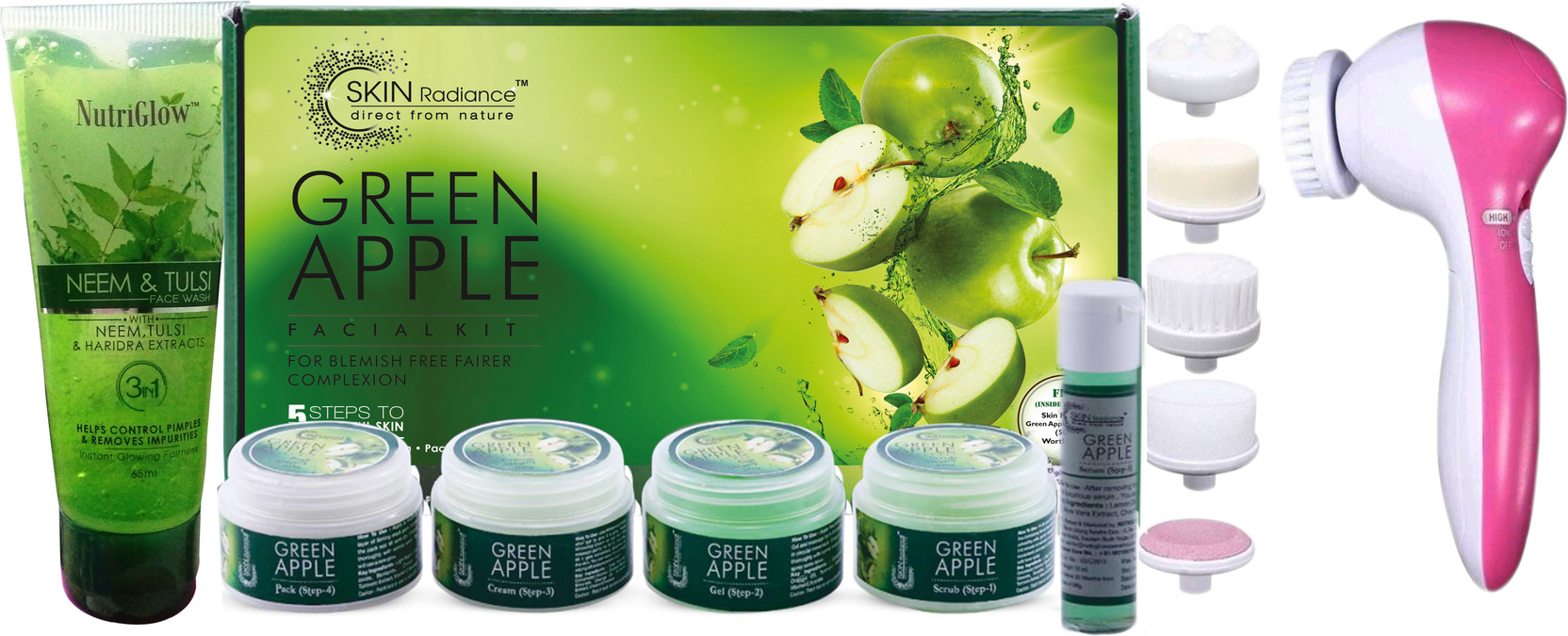 Nutriglow Green Apple Facial Kit 250 10 G With Makeup Kit And Faece