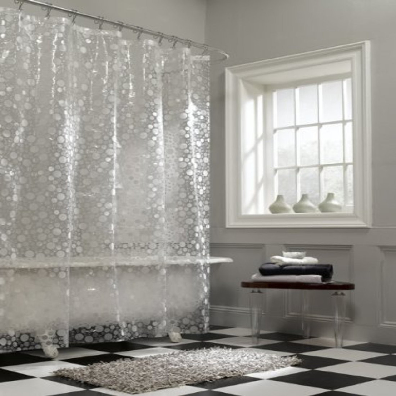 Khushi Creation 82 Cm 3 Ft Pvc Shower Curtain Single Curtain