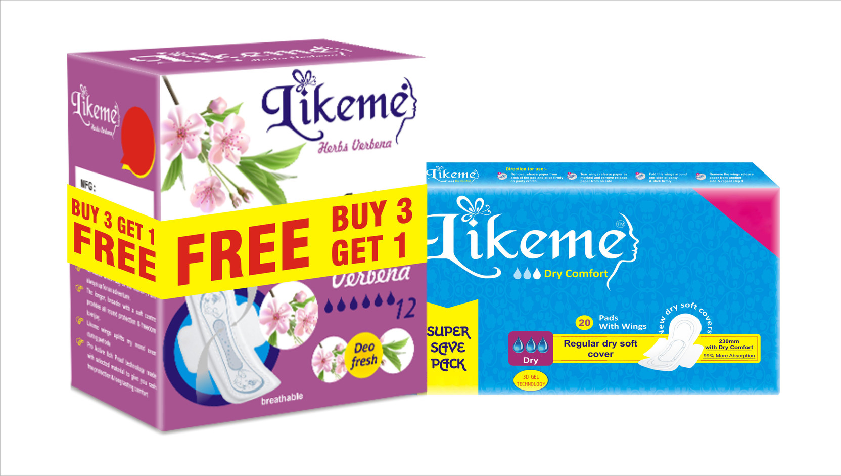 like me likeme comfy lady herbs jumbo buy 3 get 1 regular dry soft