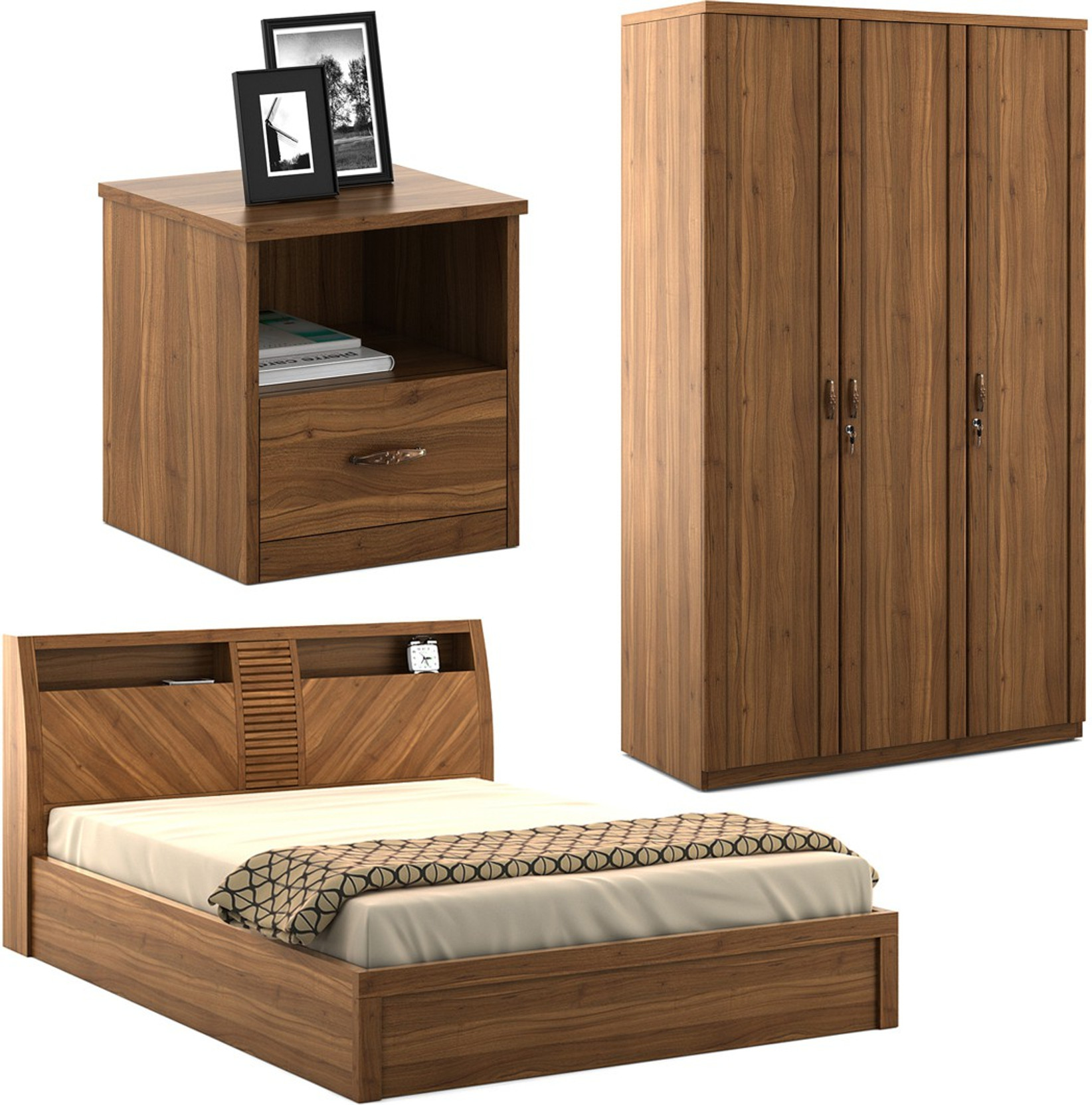 Spacewood Engineered Wood Bed Side Table Wardrobe Price