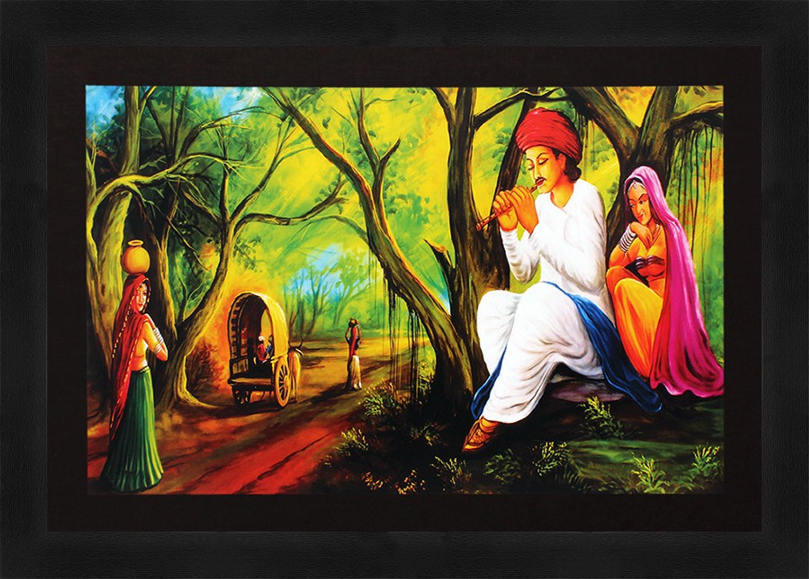Art N Hub Rajasthani Village Textured With Acrylic Glass Ink