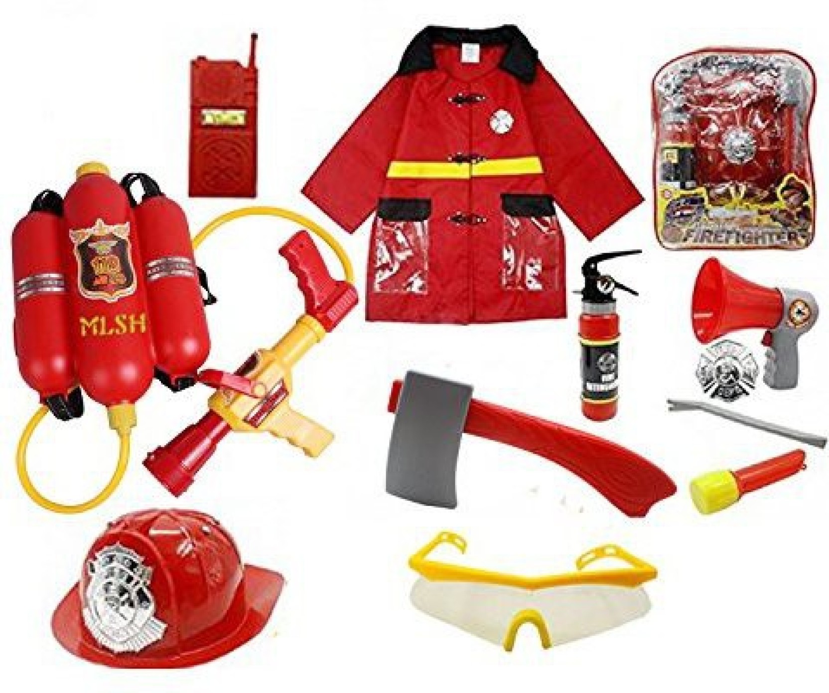 Generic 11pcs Fireman Gear Firefighter Costume Role Play Toy Set