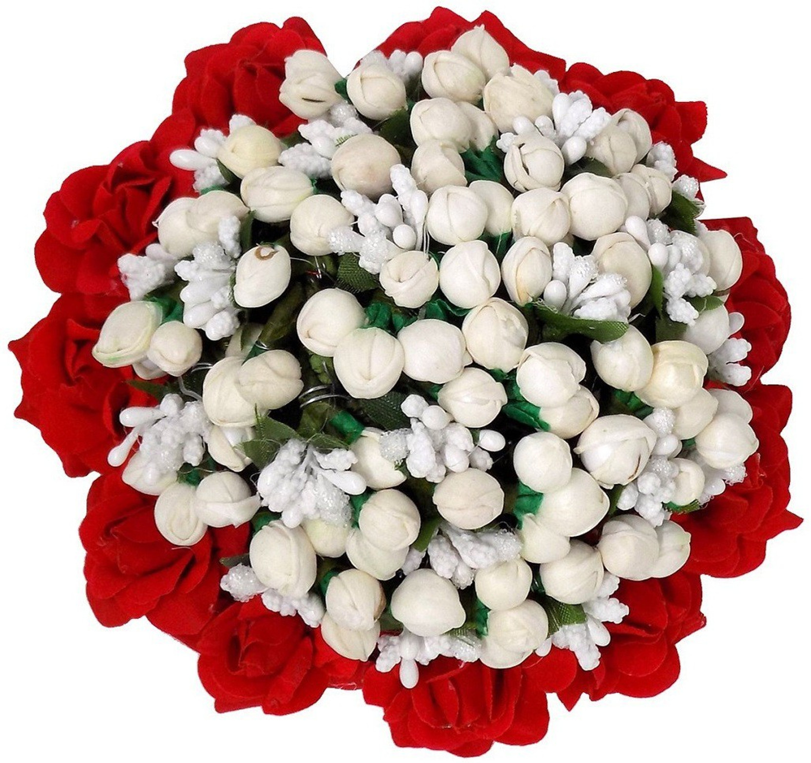 Inaaya Red Rose And White Jasmine Flower Bun Juda Rubber Free Size