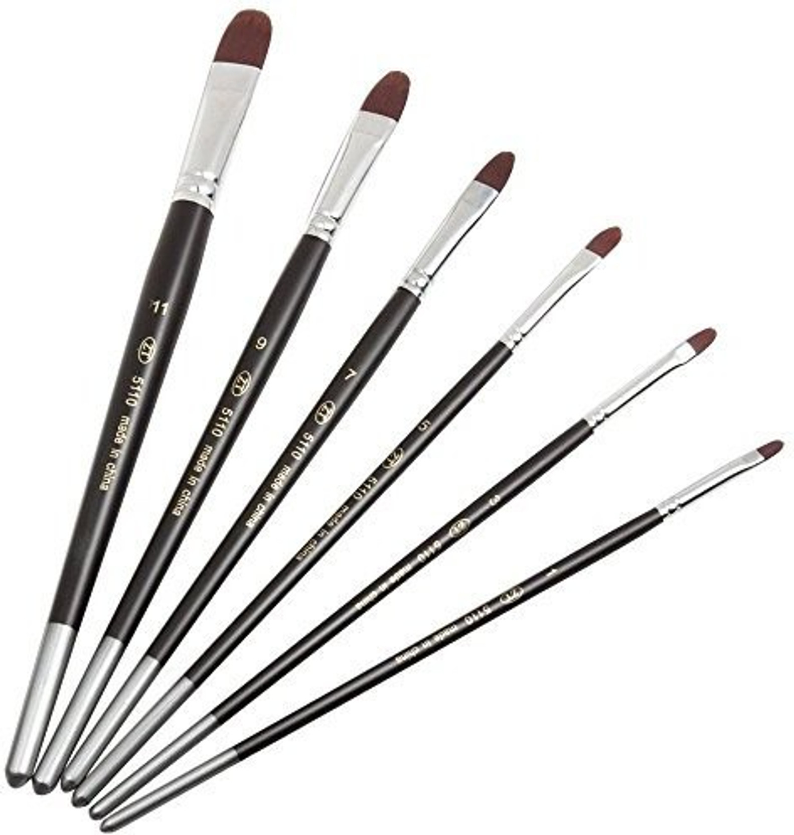 12 Black Artist Pointed Brushes Set Craft Watercolor Acrylic Paint Painting