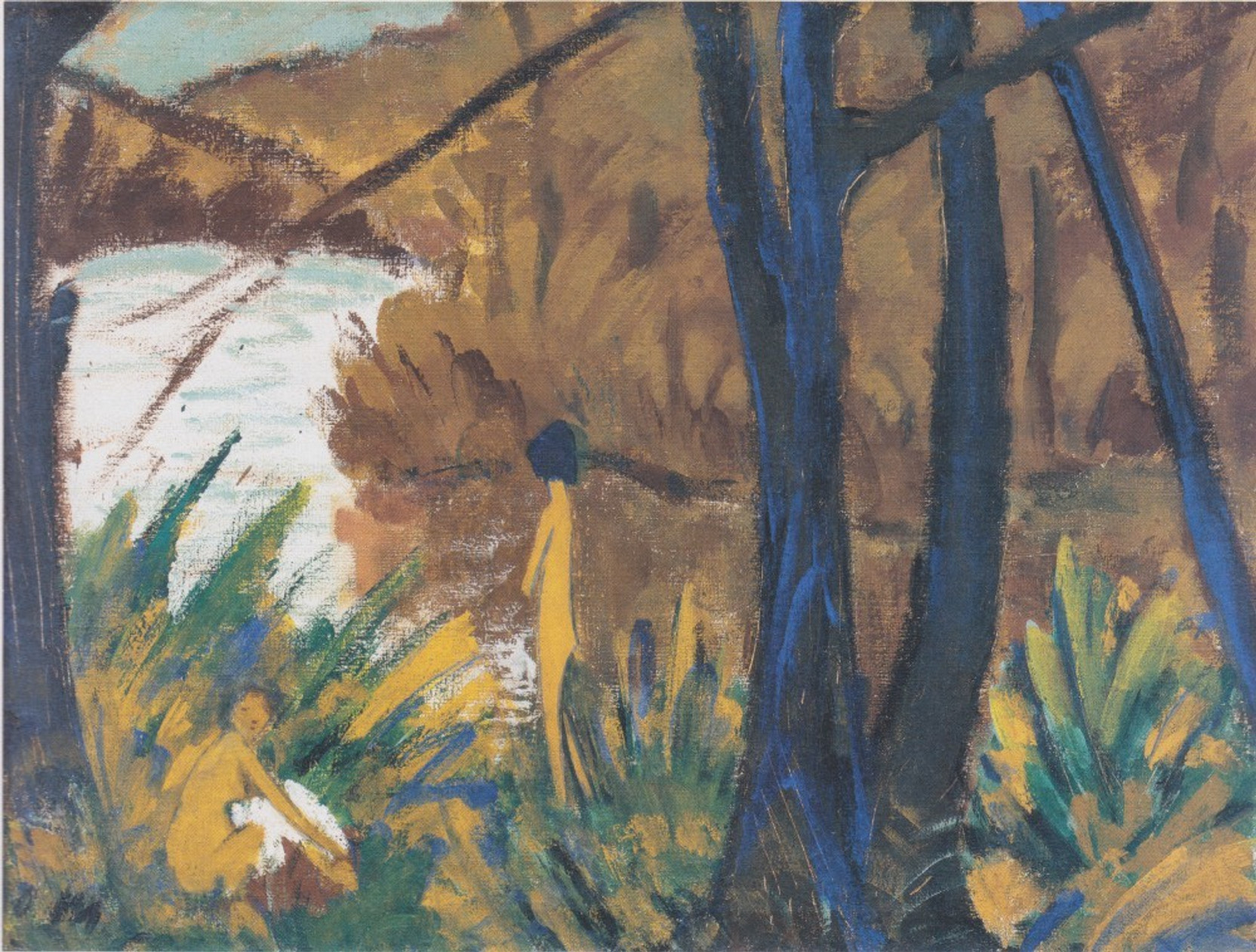 Otto Mueller Waldsee Mit Zwei Akten Ca1912 Fine Art Print