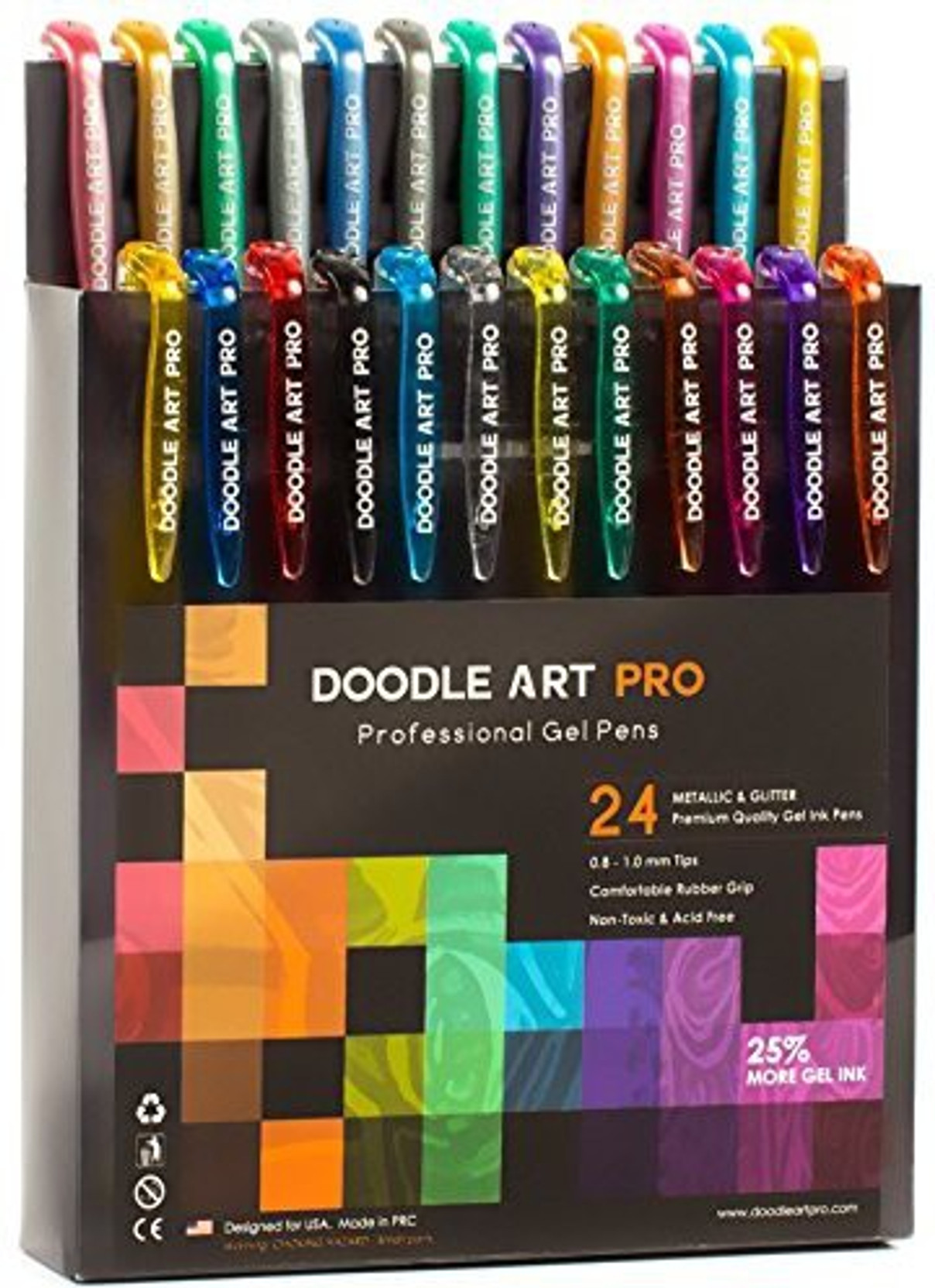 DOODLE ART PRO Glitter Gel Pens With Metallic Set Of 24 For Adult
