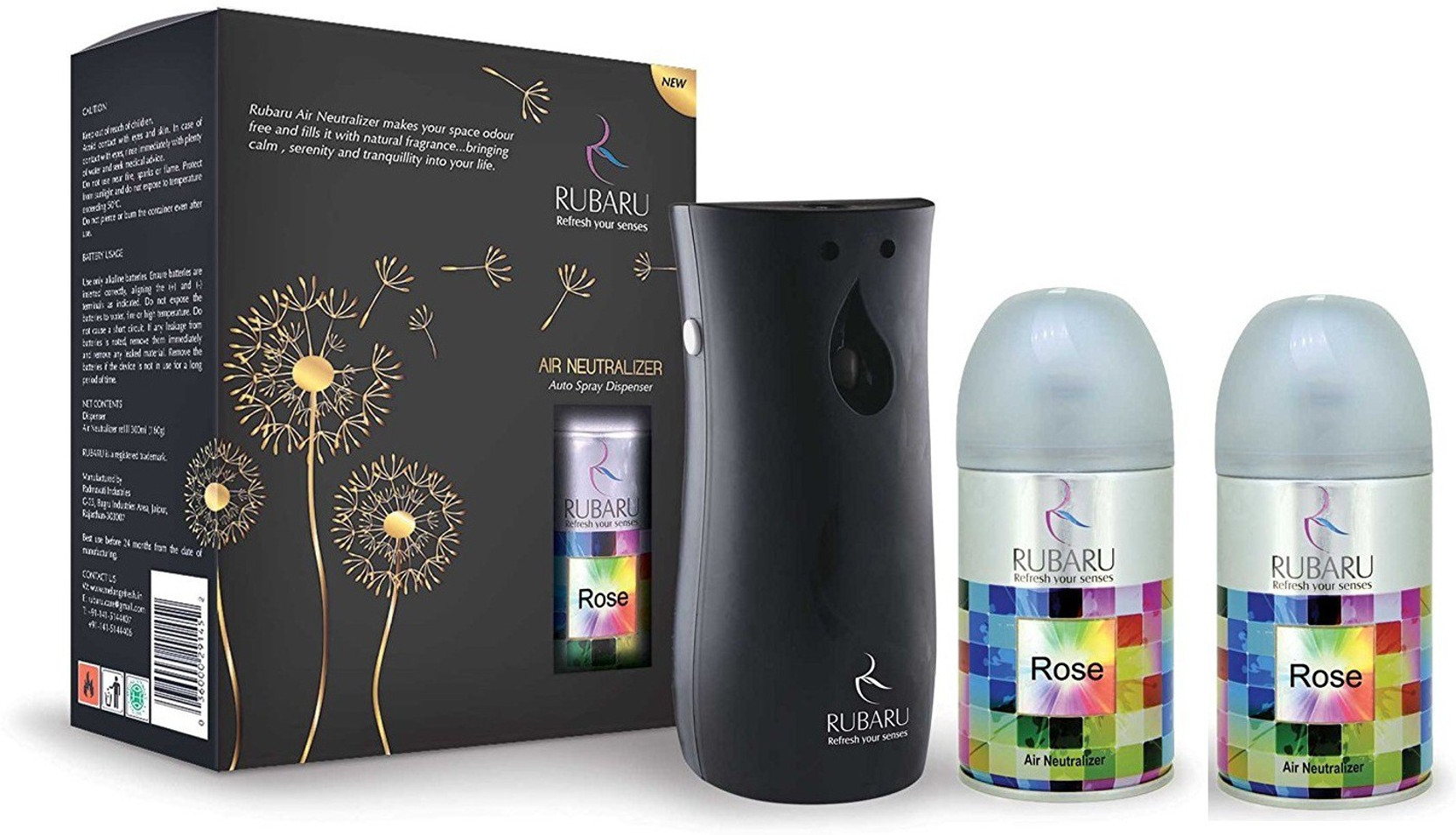 Ru Baru Automatic Air Freshener Dispenser Rose 300 Ml
