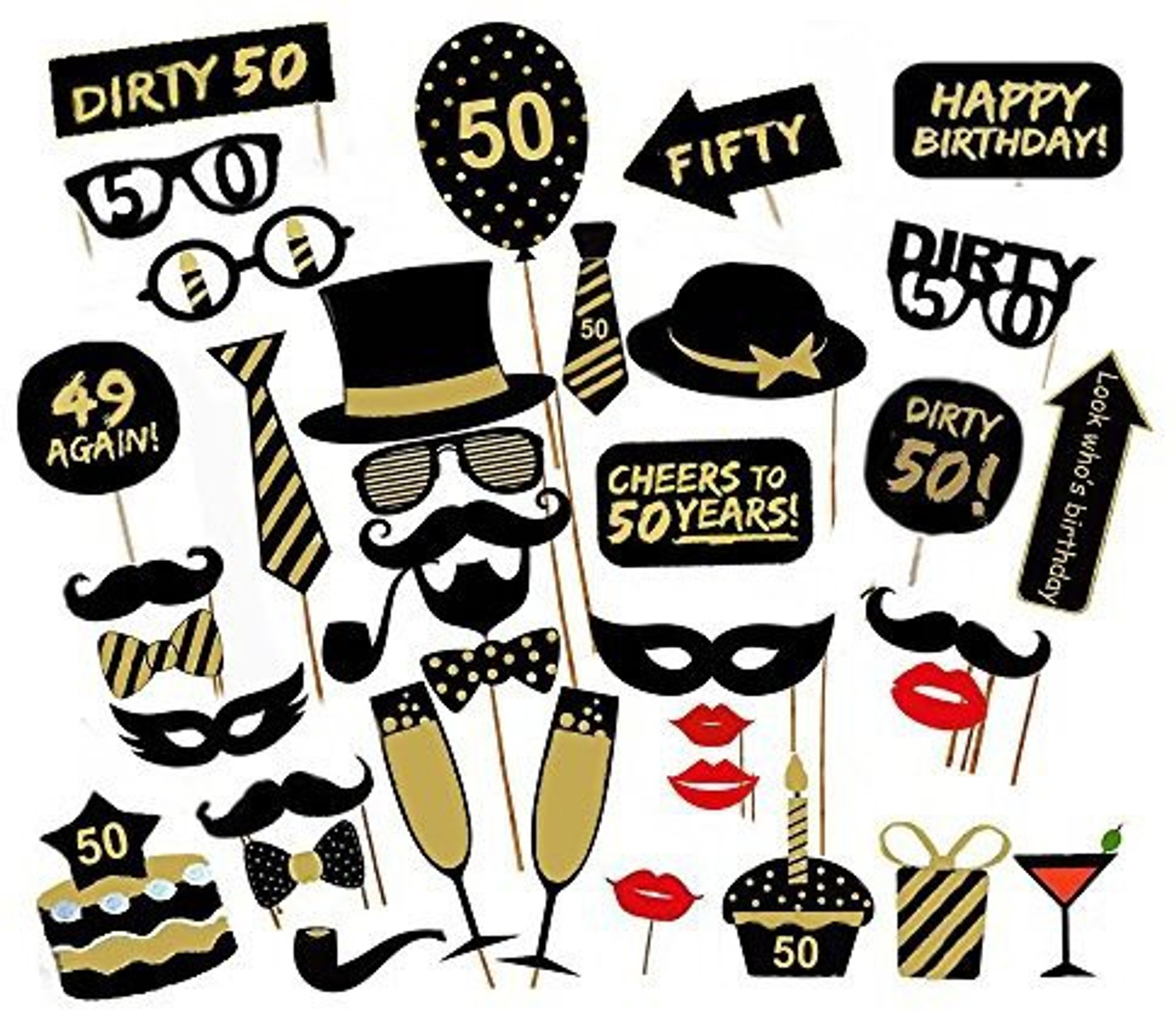Veewon 50th Birthday Party Photo Booth Props Uni Funny 36pcs Diy On Offer