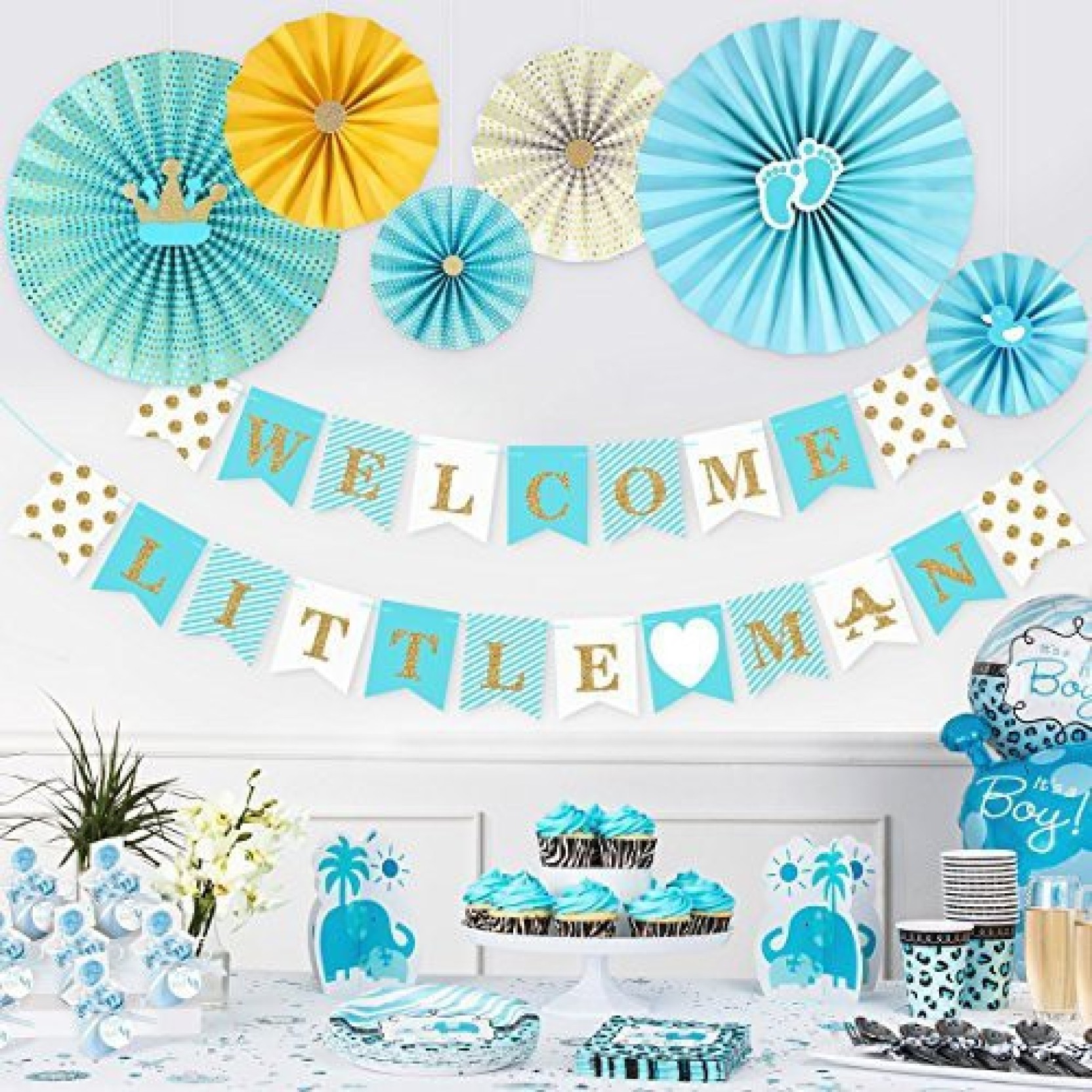 Unomor Baby Shower Decorations Boy Boy Sets Blue Includes Welcome