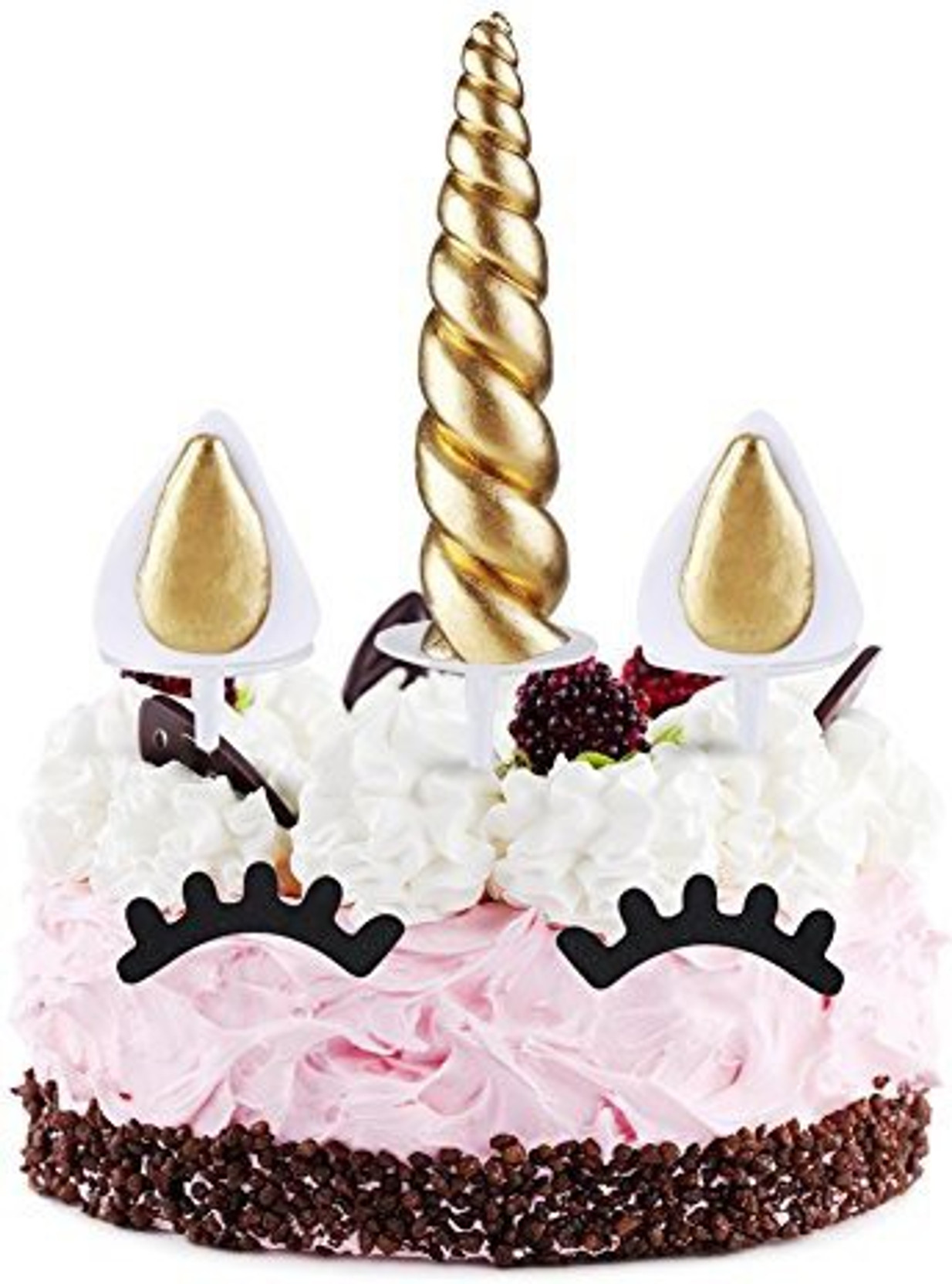 Gold Unicorn Cake Topper Set Included Unicorn Horn Ears And