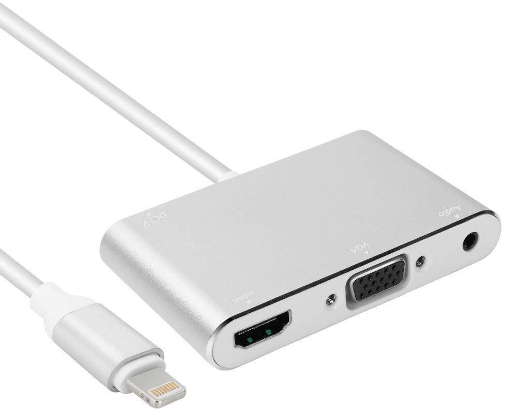 GrayRabbit Digtal AV Adapter for iPhone Xs//Max//X//8//7//6 Plus iPad Pro Air Mini iPod to HDTV Projector Monitor HDMI VGA AV Adapter Sliver