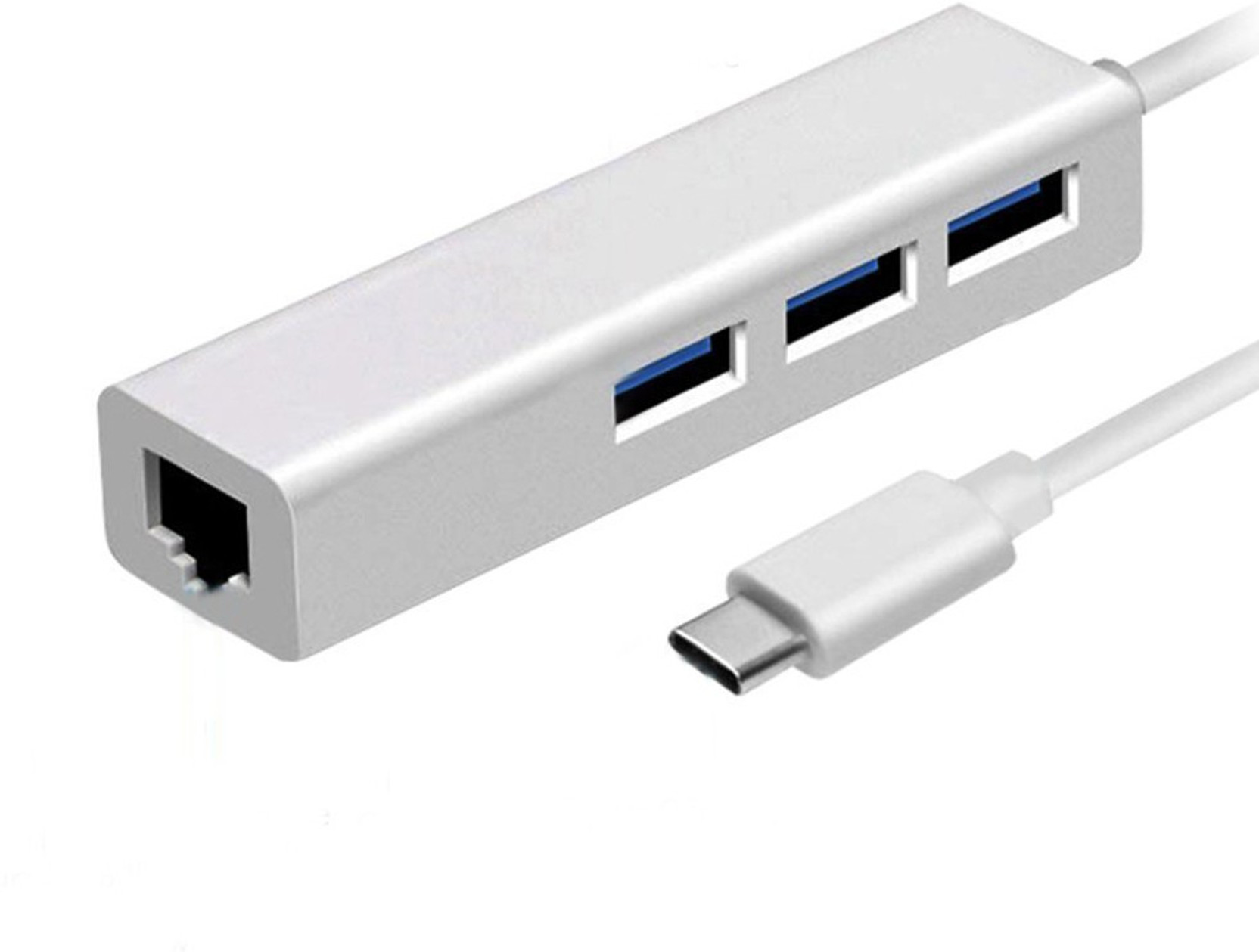 USB Type C Hub Ethernet Adapter USB-C to 3 Type A Port RJ45 Gigabit Network LAN