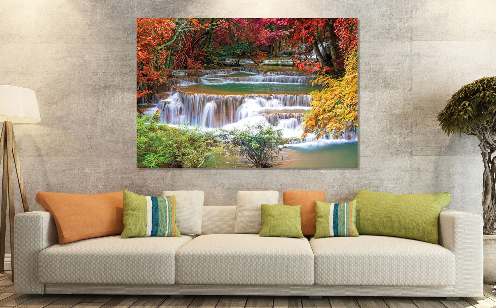 Saf Waterfall Vastu Sparkle Coated Self Adhesive Without Frame