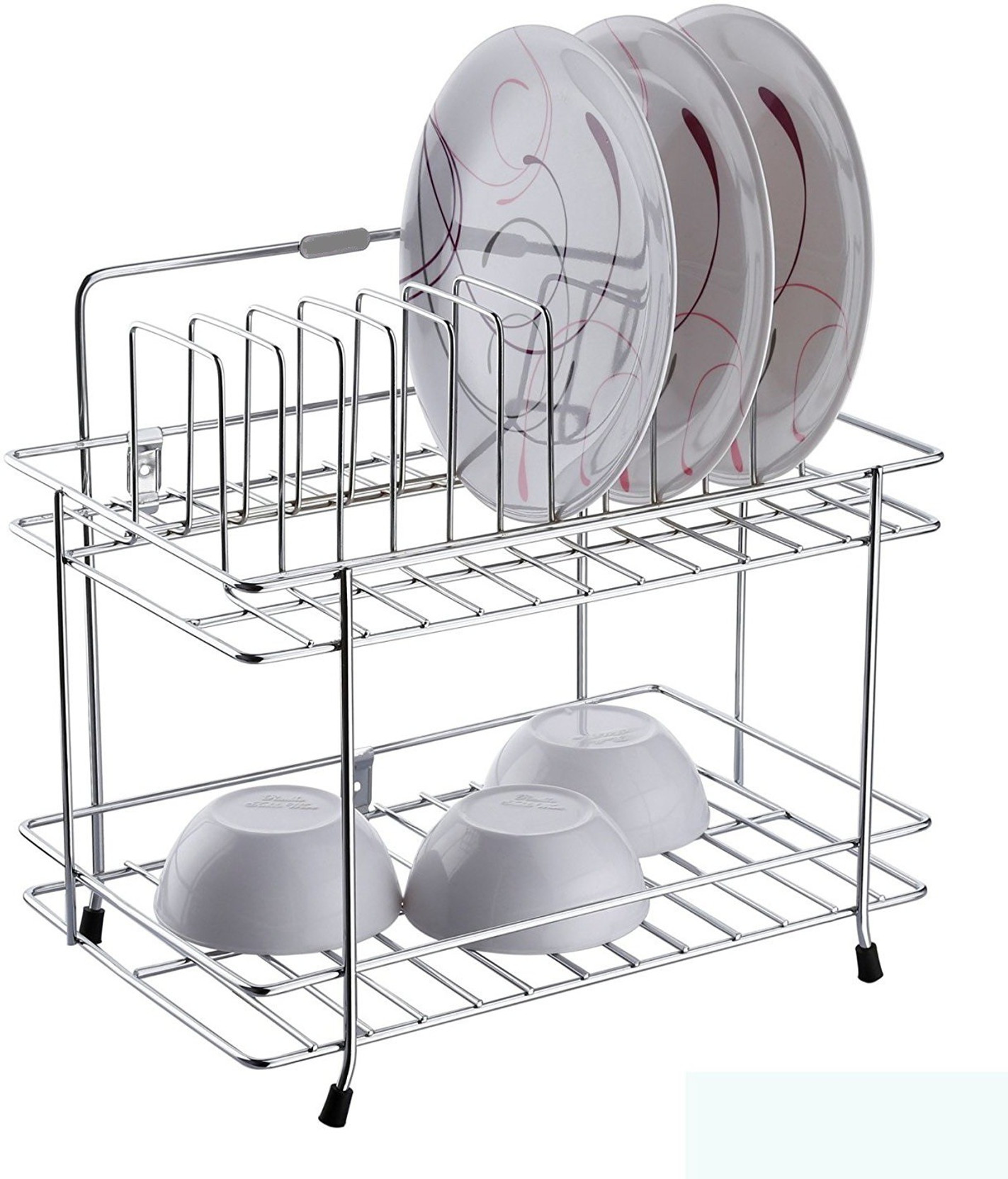 Bluwings Two Layer Plate Bowl Storage Stand Kitchen Rack Wall