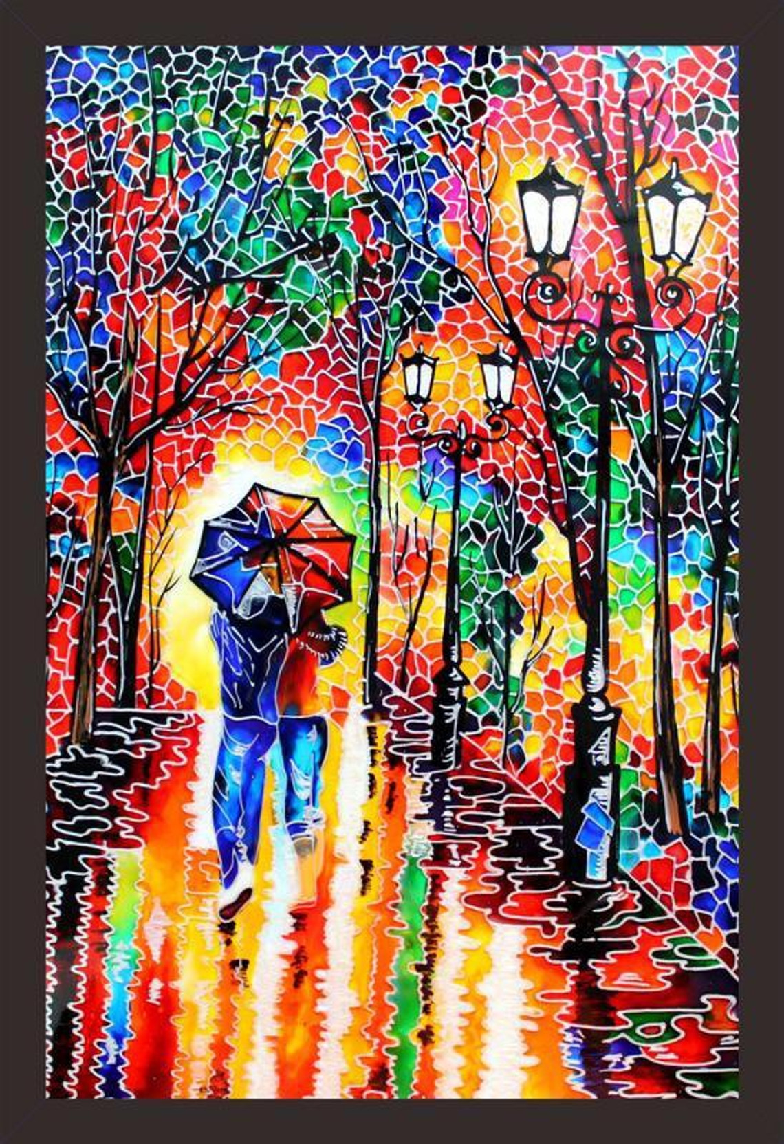 Mad Masters Glass Art Style Painting 1 Piece Wooden Framed