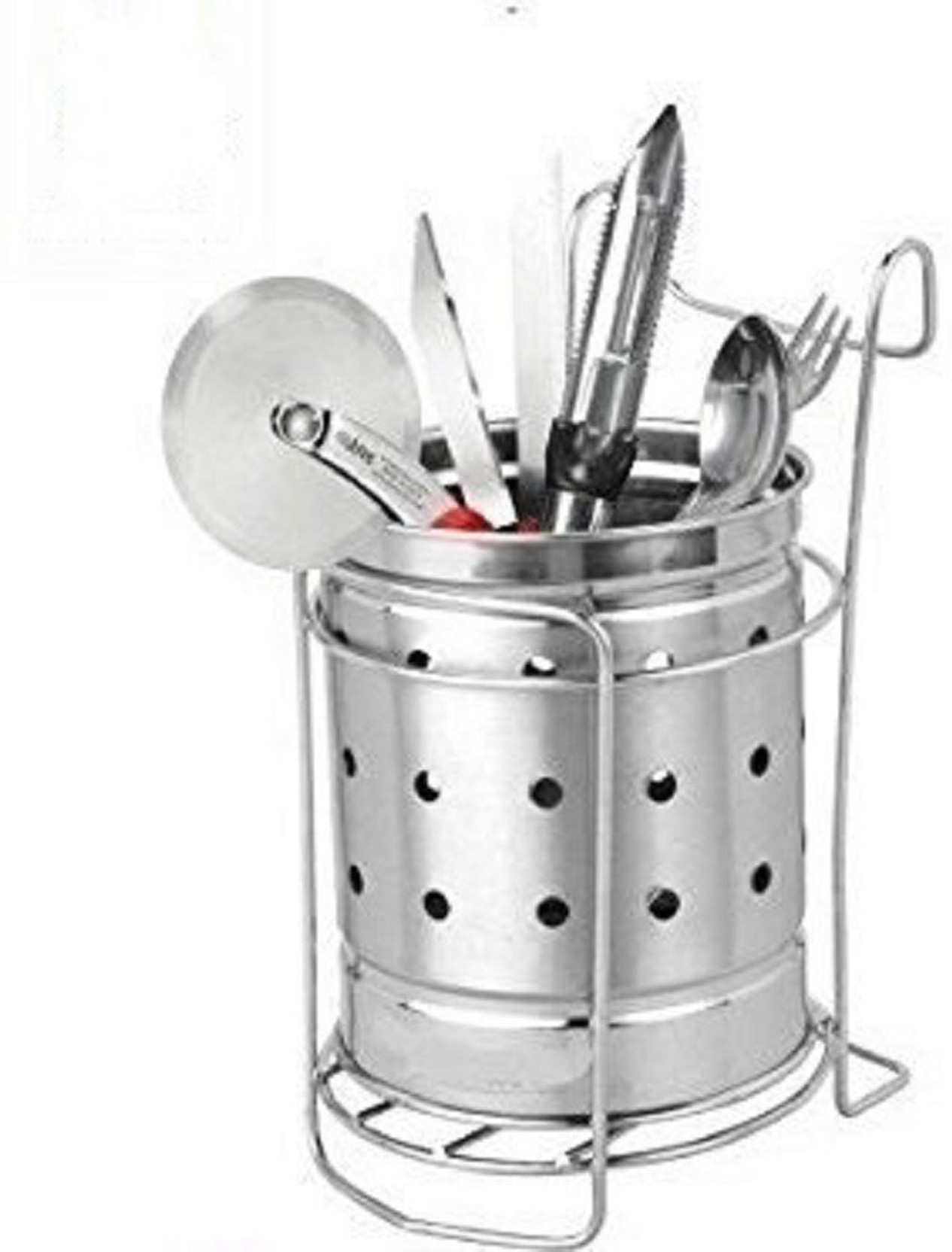 Somkala Stainless Steel Spoon Stand Cutlery Holder Somkala Stainless Steel Spoon Stand Cutlery Holder Set Pack Of 1