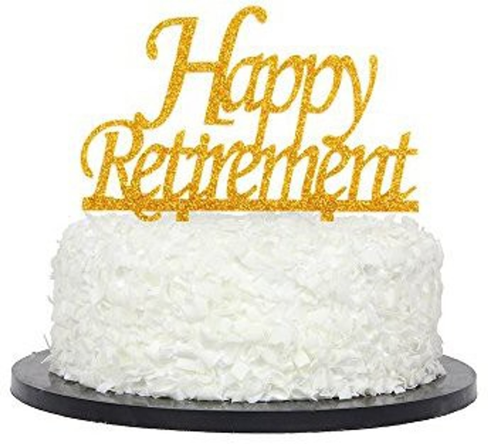 Generic Happy Retirement Cake Topper Gold Color Acrylic