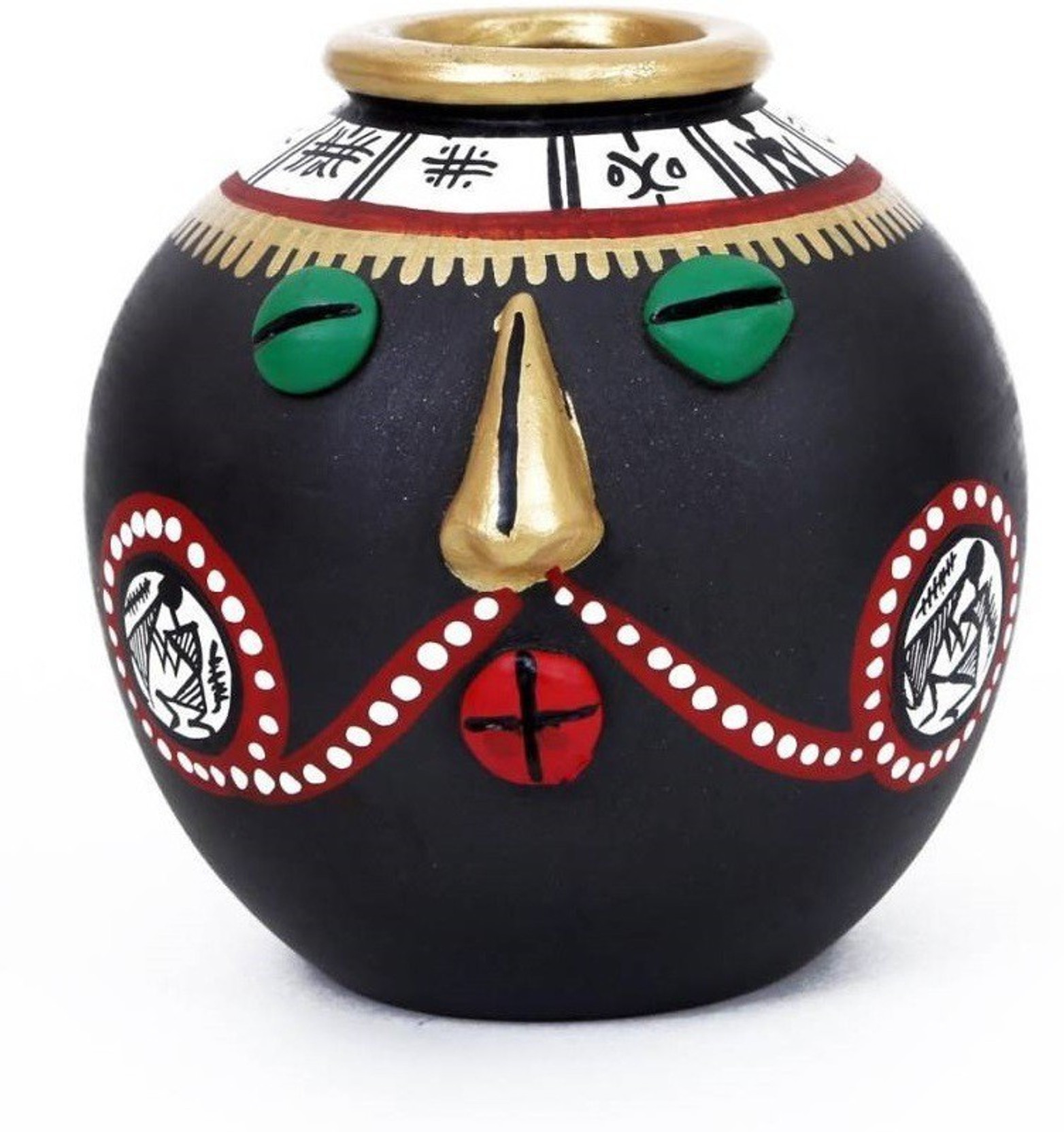 Kolambas Terracotta Handmade Colorful Face Pot Home Decorative