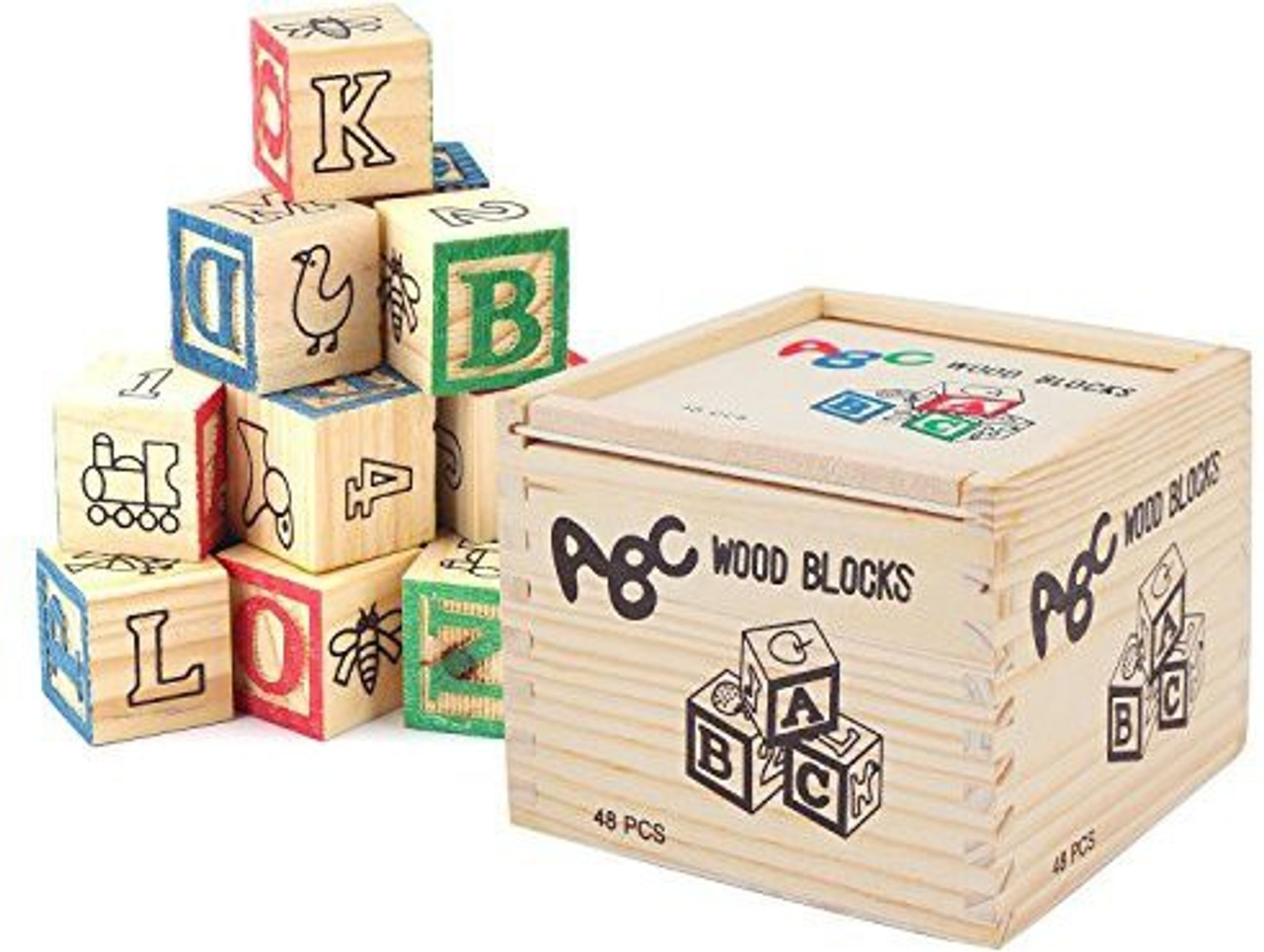 Genrc Segarty Wooden Alphabet Blocks 48pcs Building