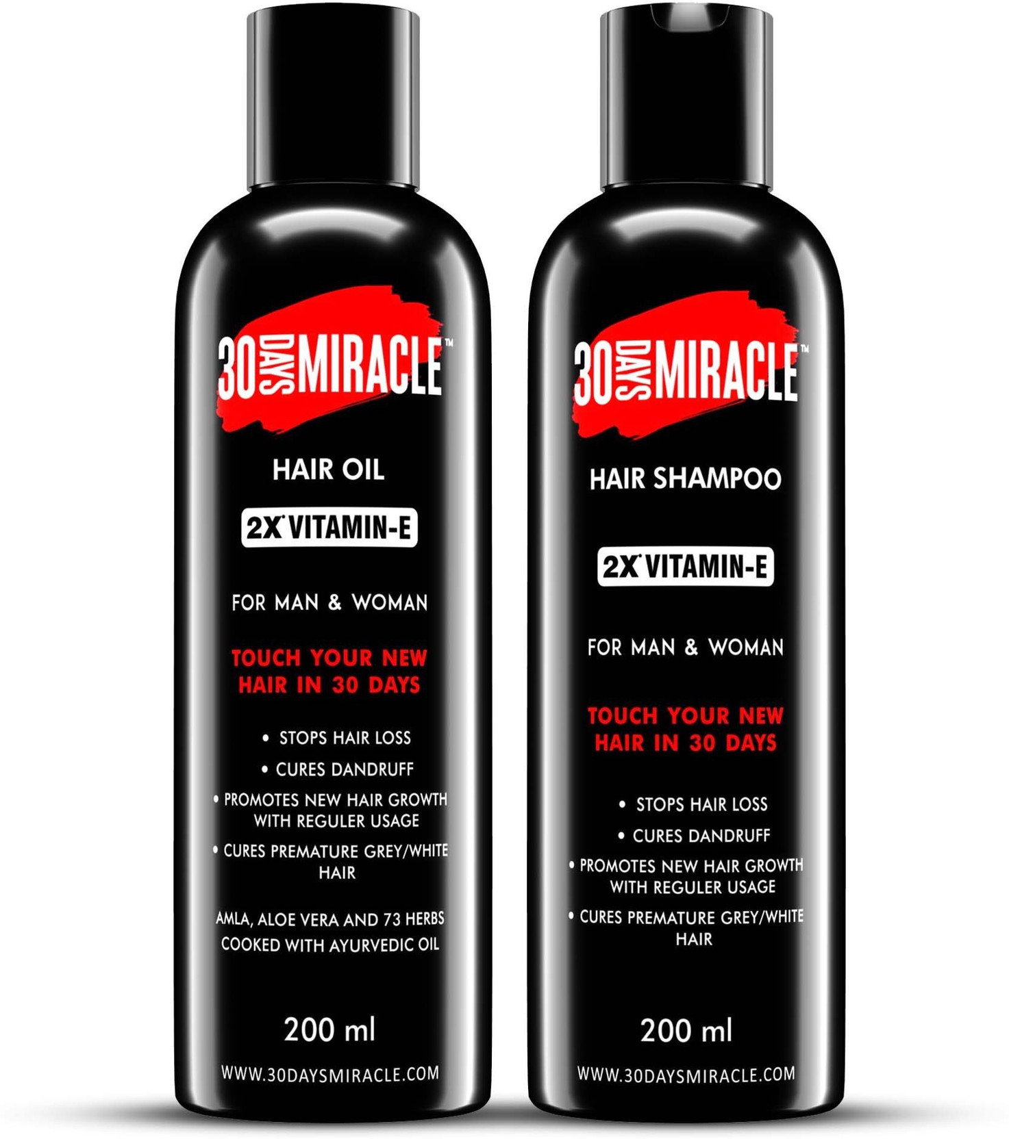 30 Days Miracle 2x Vitamin E Hair Oil Hair Shampoo 200ml Anti
