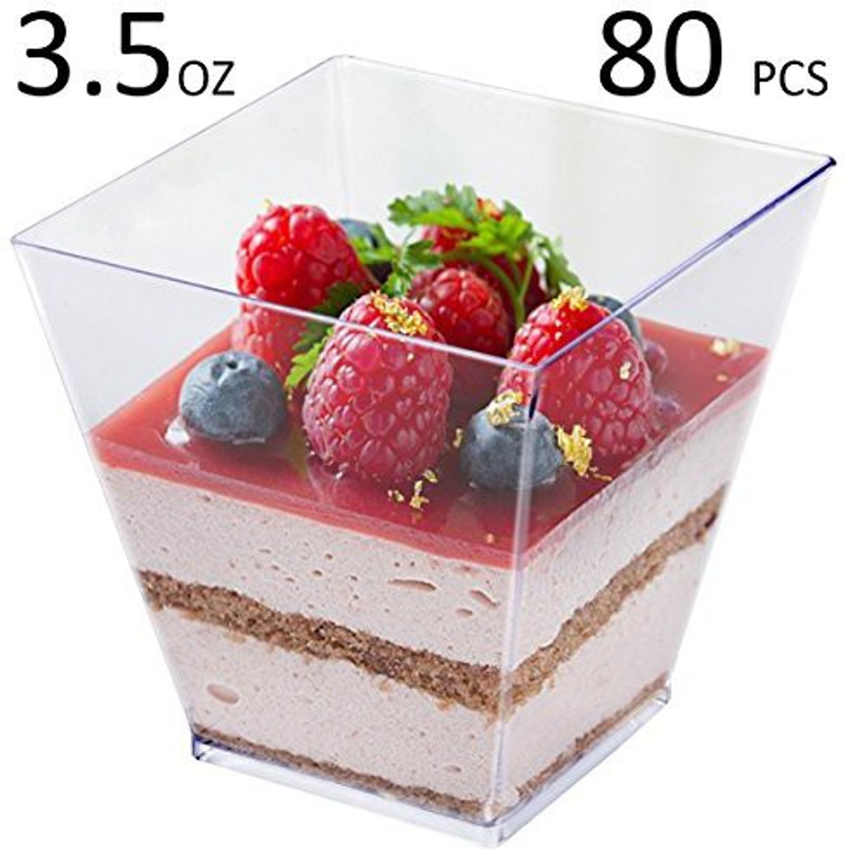 Tosnail 100 Pack 5 Oz Tall Square Clear Plastic Dessert Tumbler Cups with 100